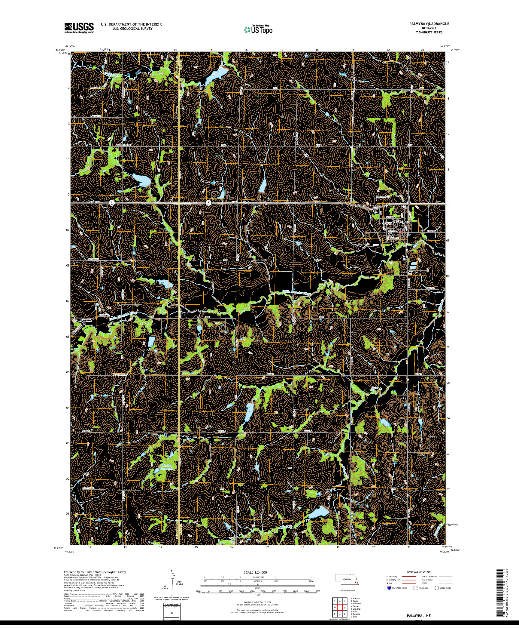USGS US TOPO 7.5-MINUTE MAP FOR PALMYRA, NE 2021