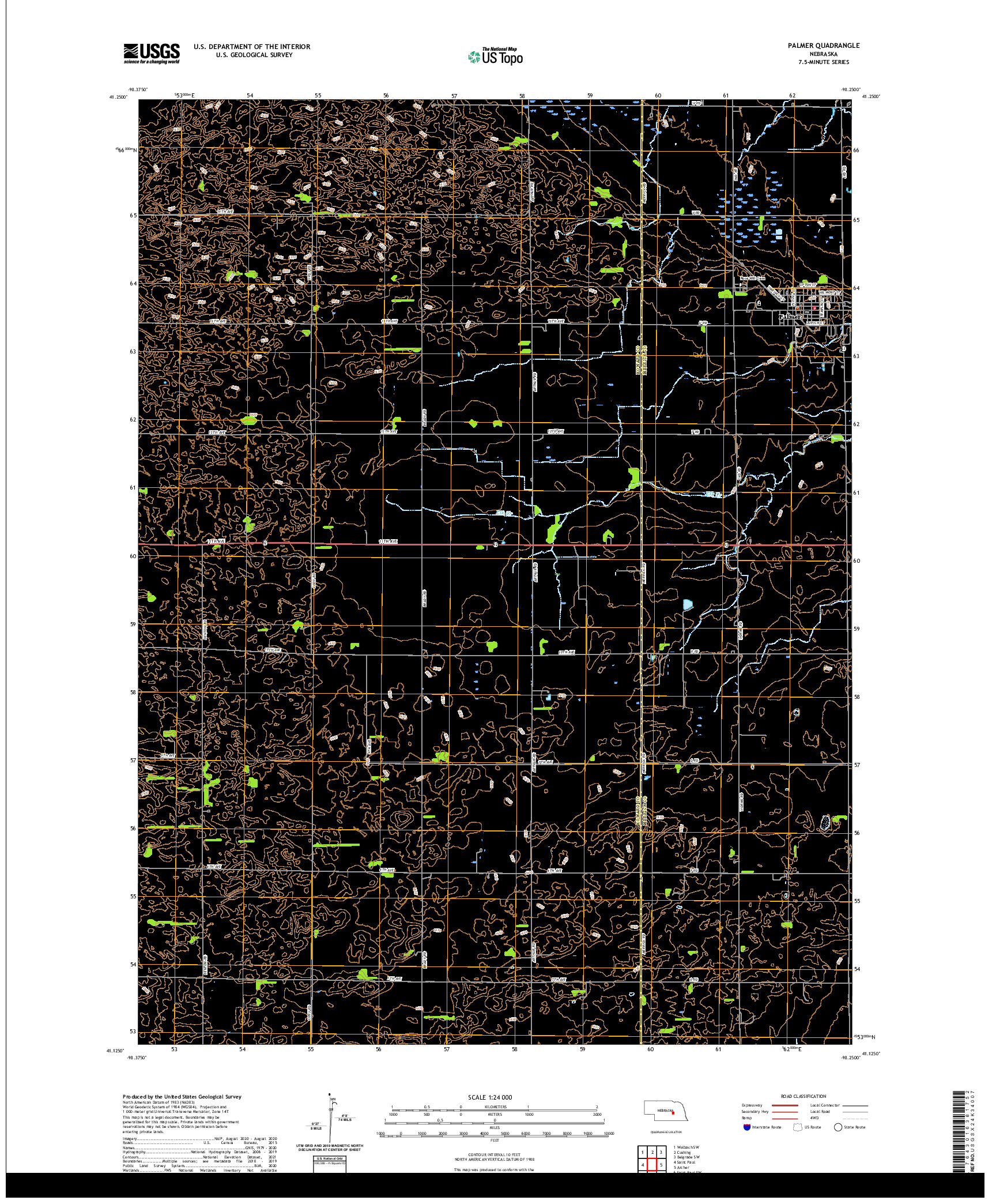 USGS US TOPO 7.5-MINUTE MAP FOR PALMER, NE 2021