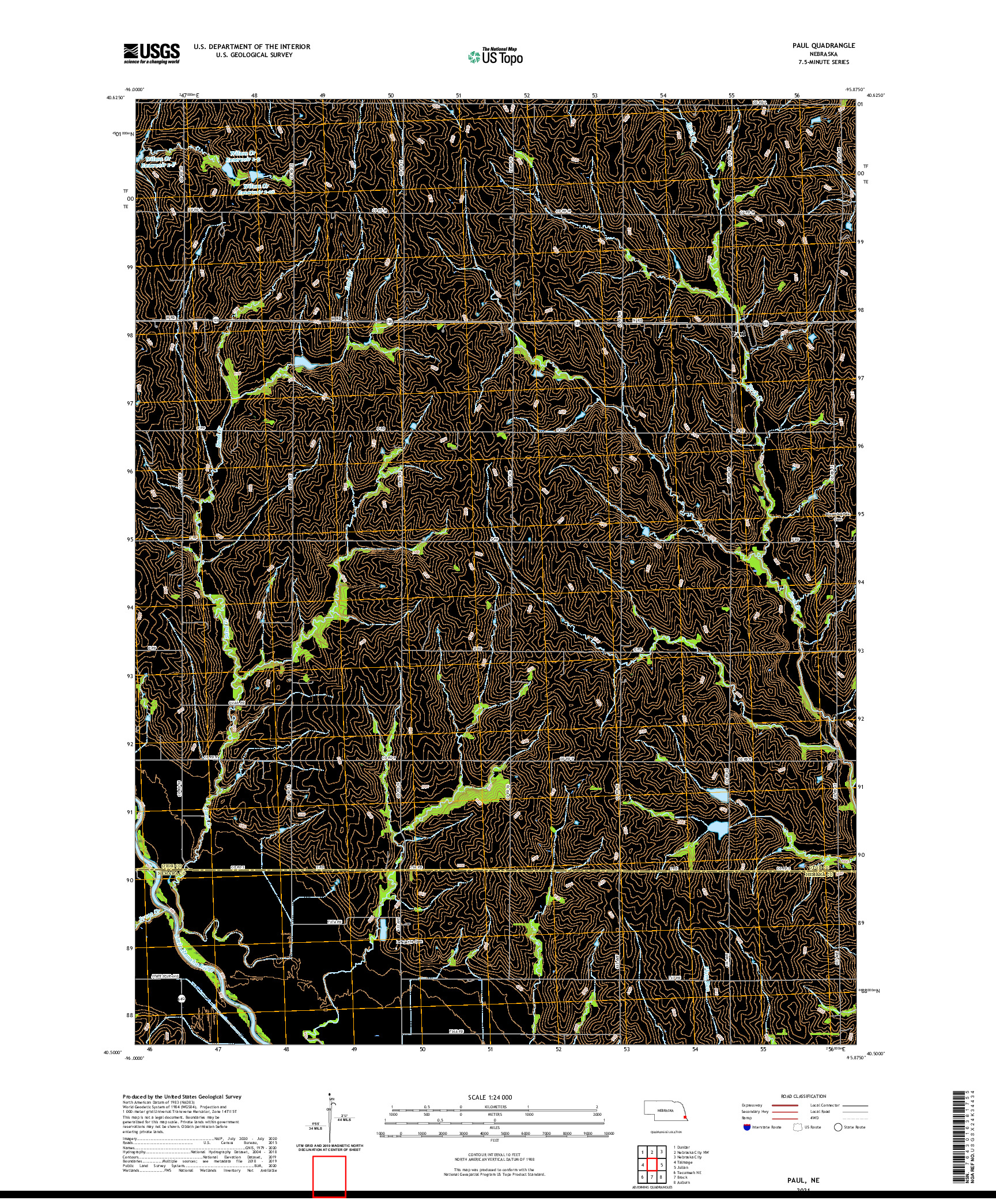 USGS US TOPO 7.5-MINUTE MAP FOR PAUL, NE 2021