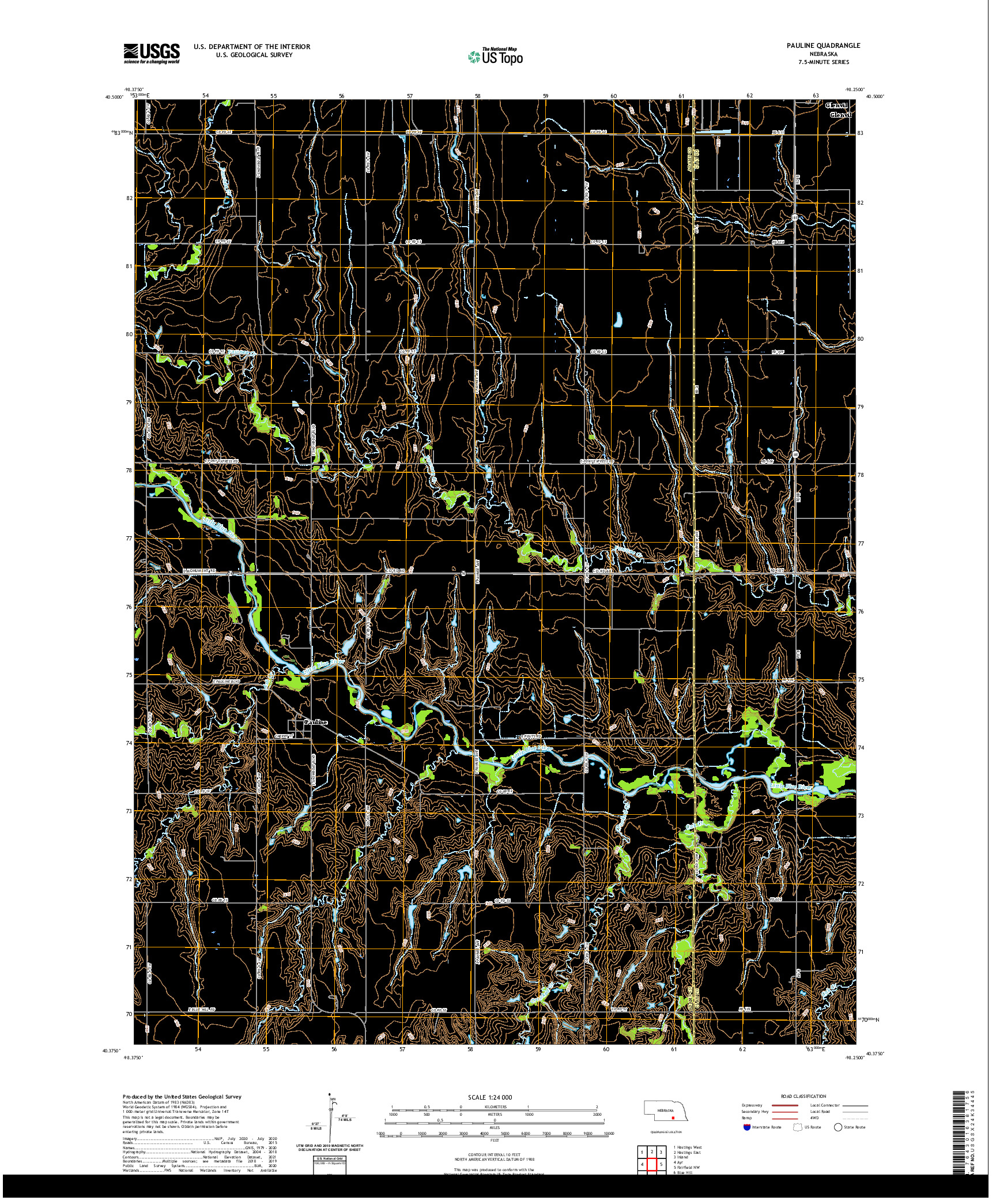 USGS US TOPO 7.5-MINUTE MAP FOR PAULINE, NE 2021