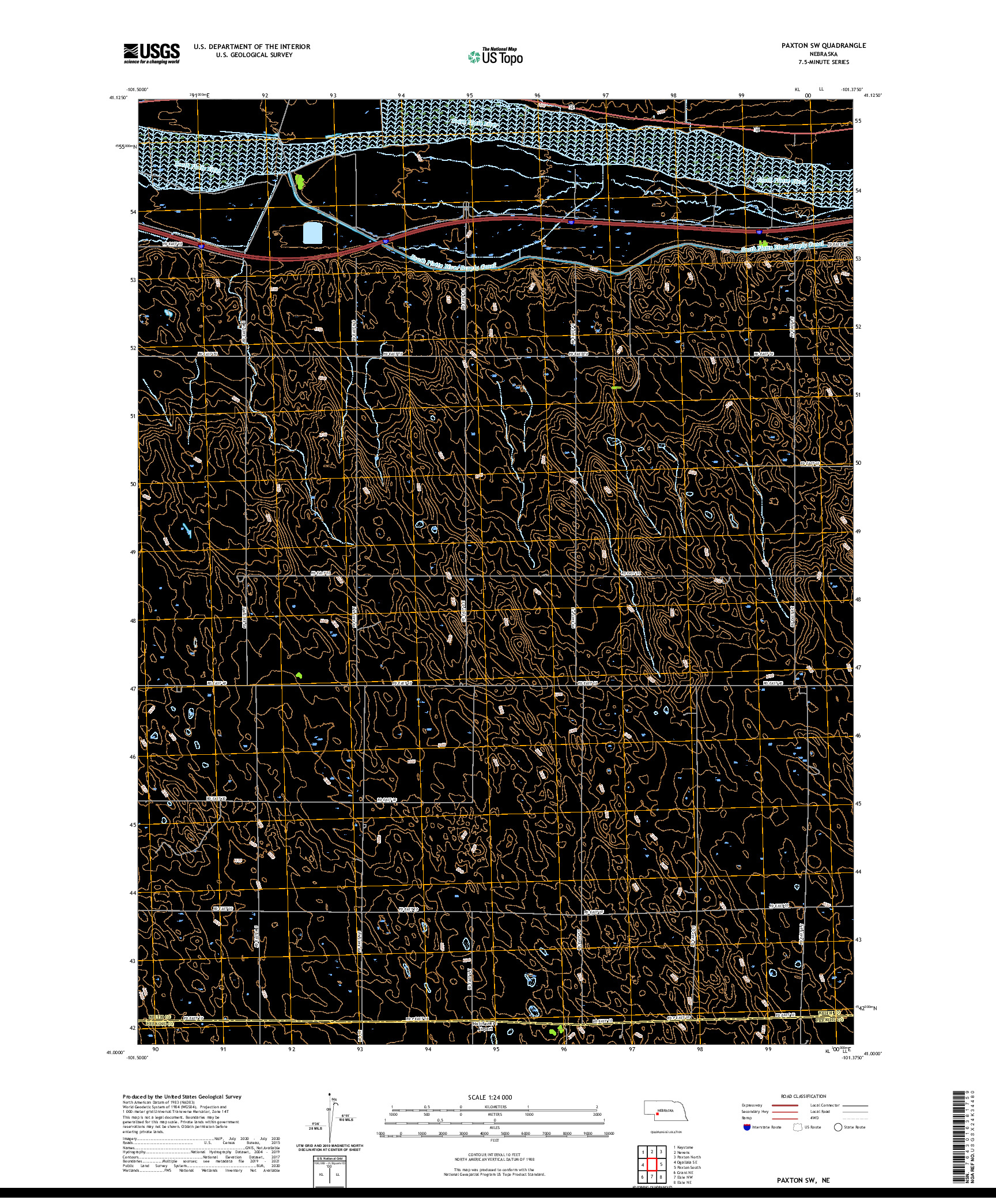 USGS US TOPO 7.5-MINUTE MAP FOR PAXTON SW, NE 2021