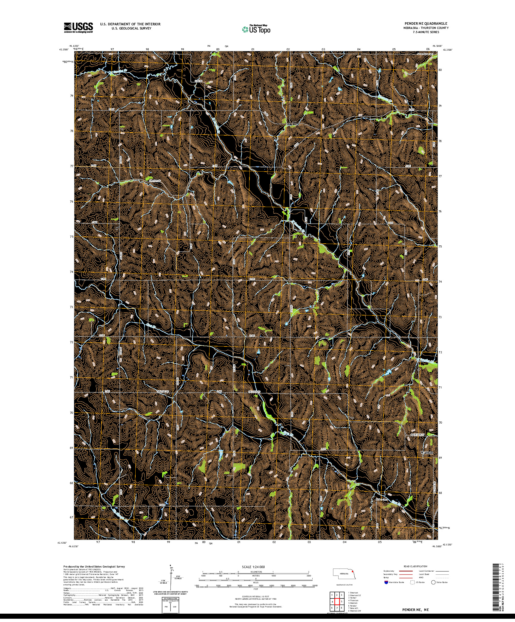 USGS US TOPO 7.5-MINUTE MAP FOR PENDER NE, NE 2021