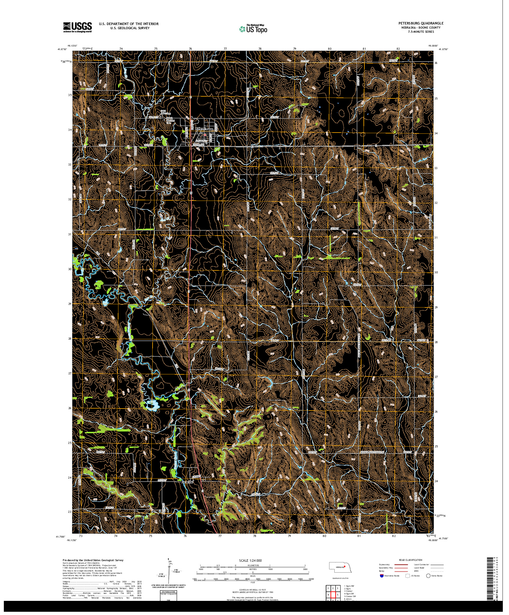 USGS US TOPO 7.5-MINUTE MAP FOR PETERSBURG, NE 2021