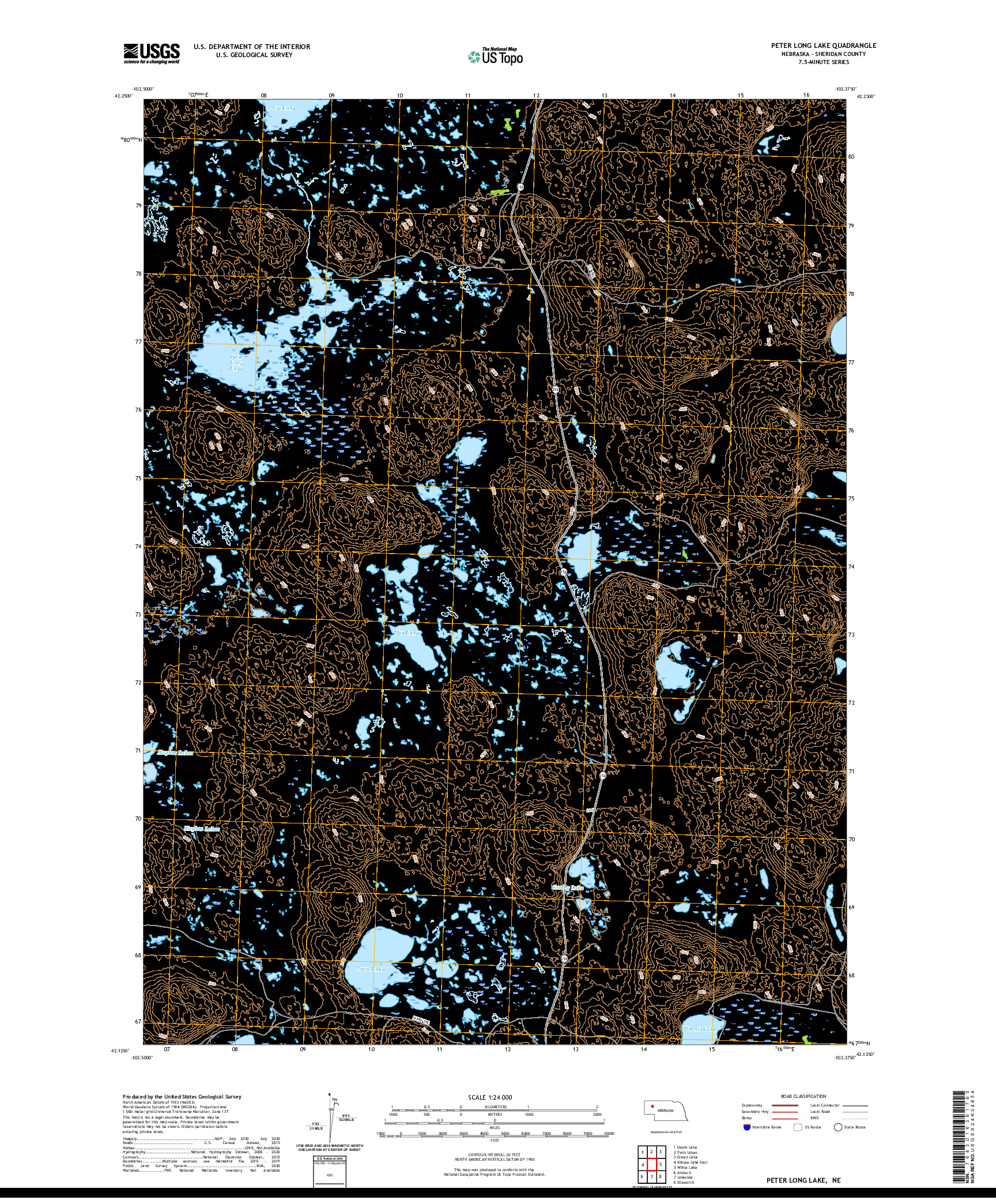 USGS US TOPO 7.5-MINUTE MAP FOR PETER LONG LAKE, NE 2021