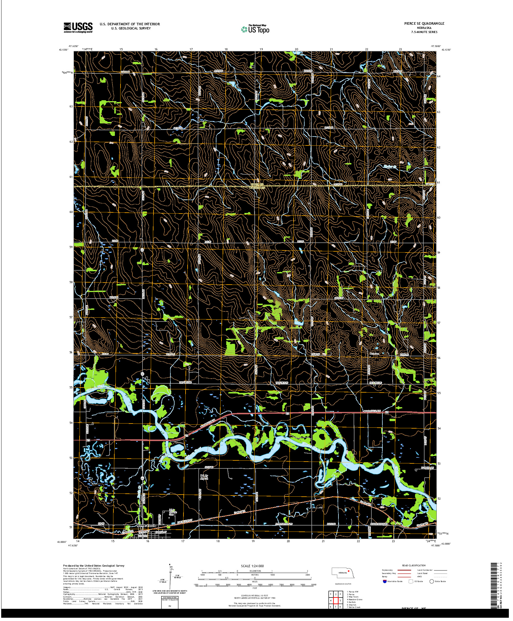 USGS US TOPO 7.5-MINUTE MAP FOR PIERCE SE, NE 2021
