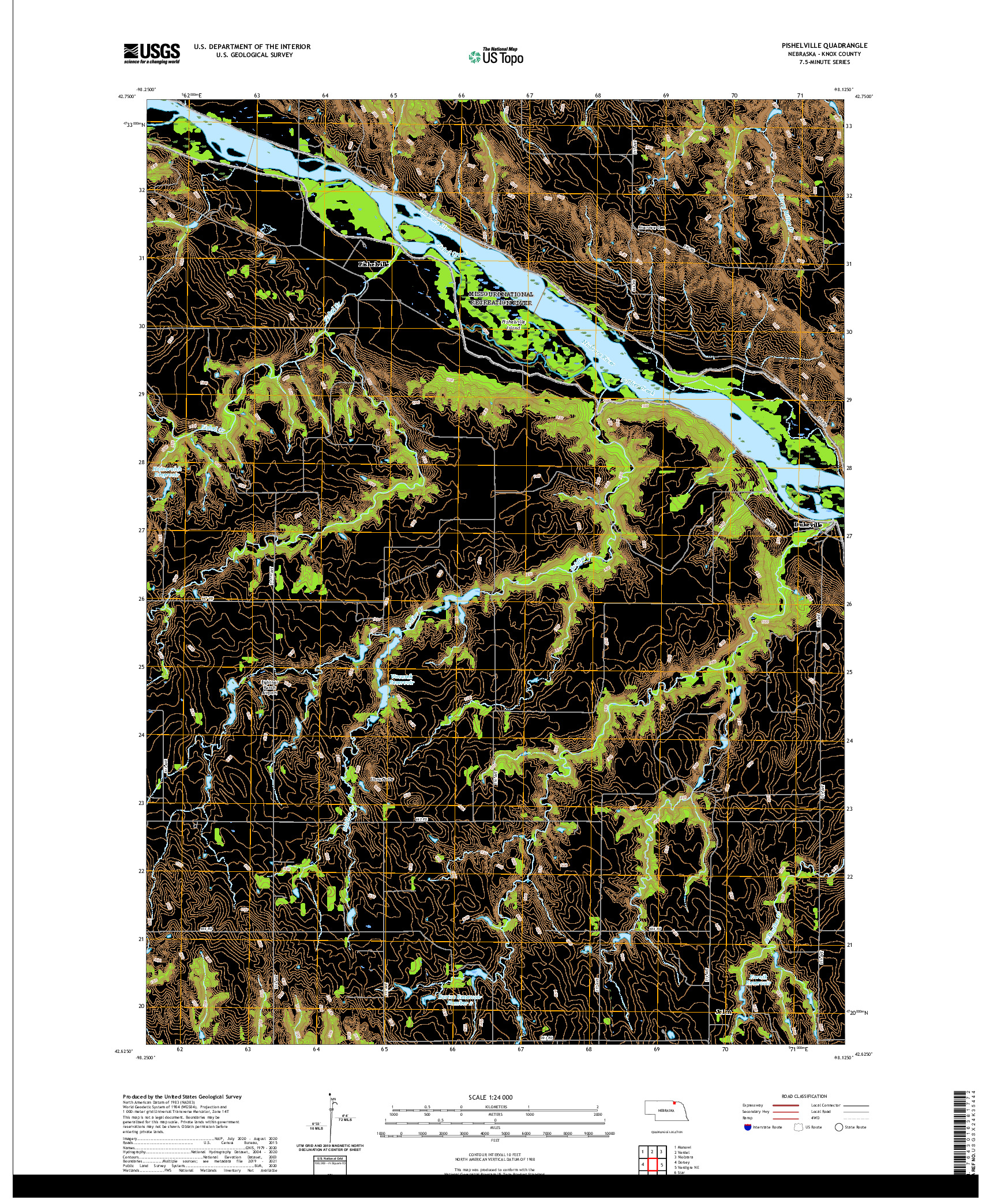 USGS US TOPO 7.5-MINUTE MAP FOR PISHELVILLE, NE 2021
