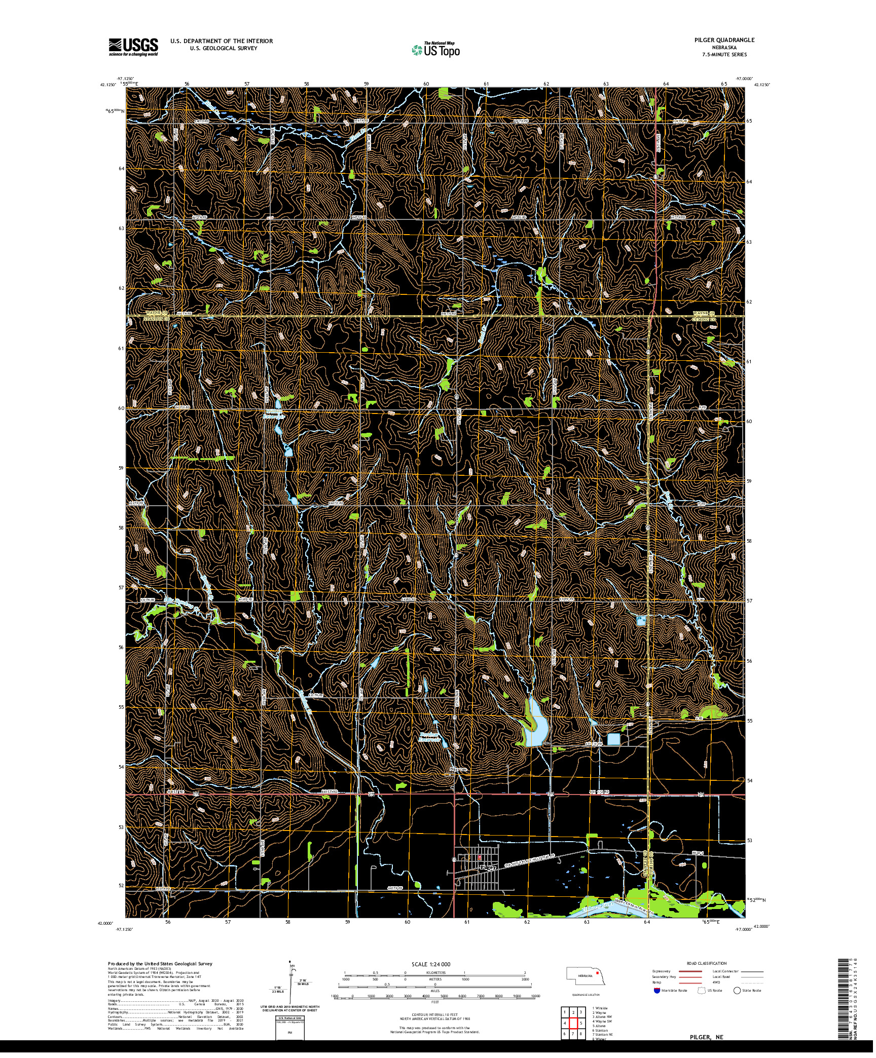 USGS US TOPO 7.5-MINUTE MAP FOR PILGER, NE 2021