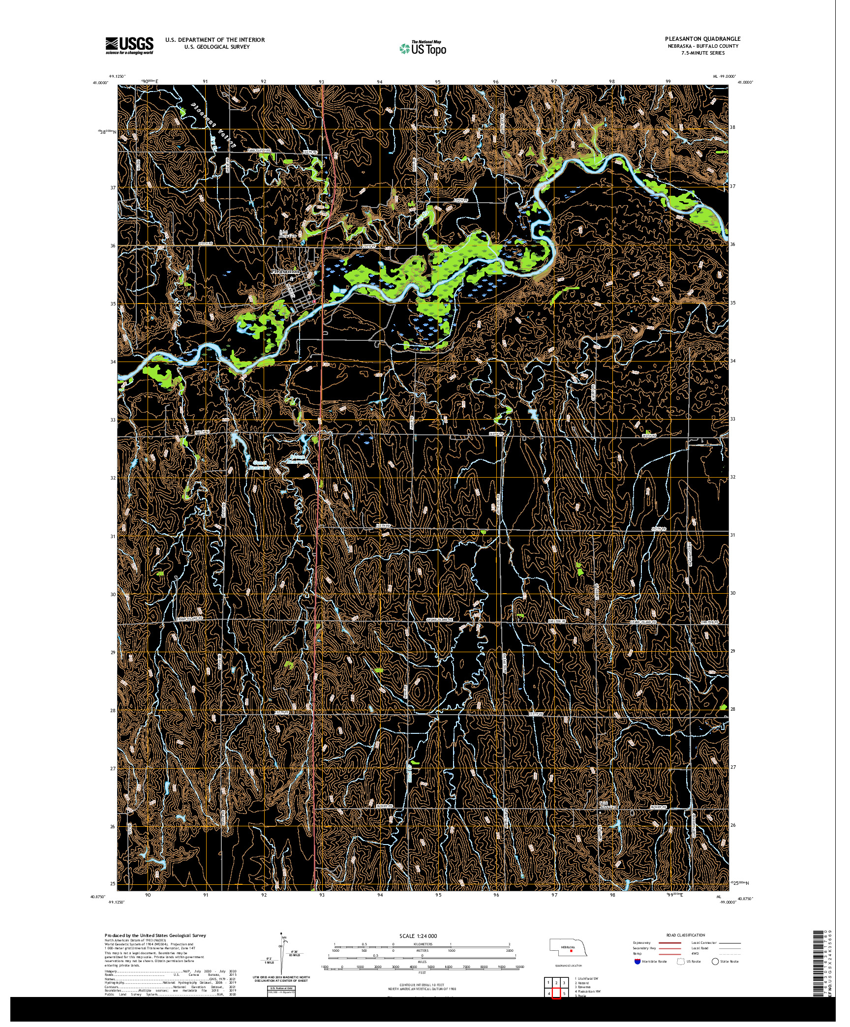 USGS US TOPO 7.5-MINUTE MAP FOR PLEASANTON, NE 2021