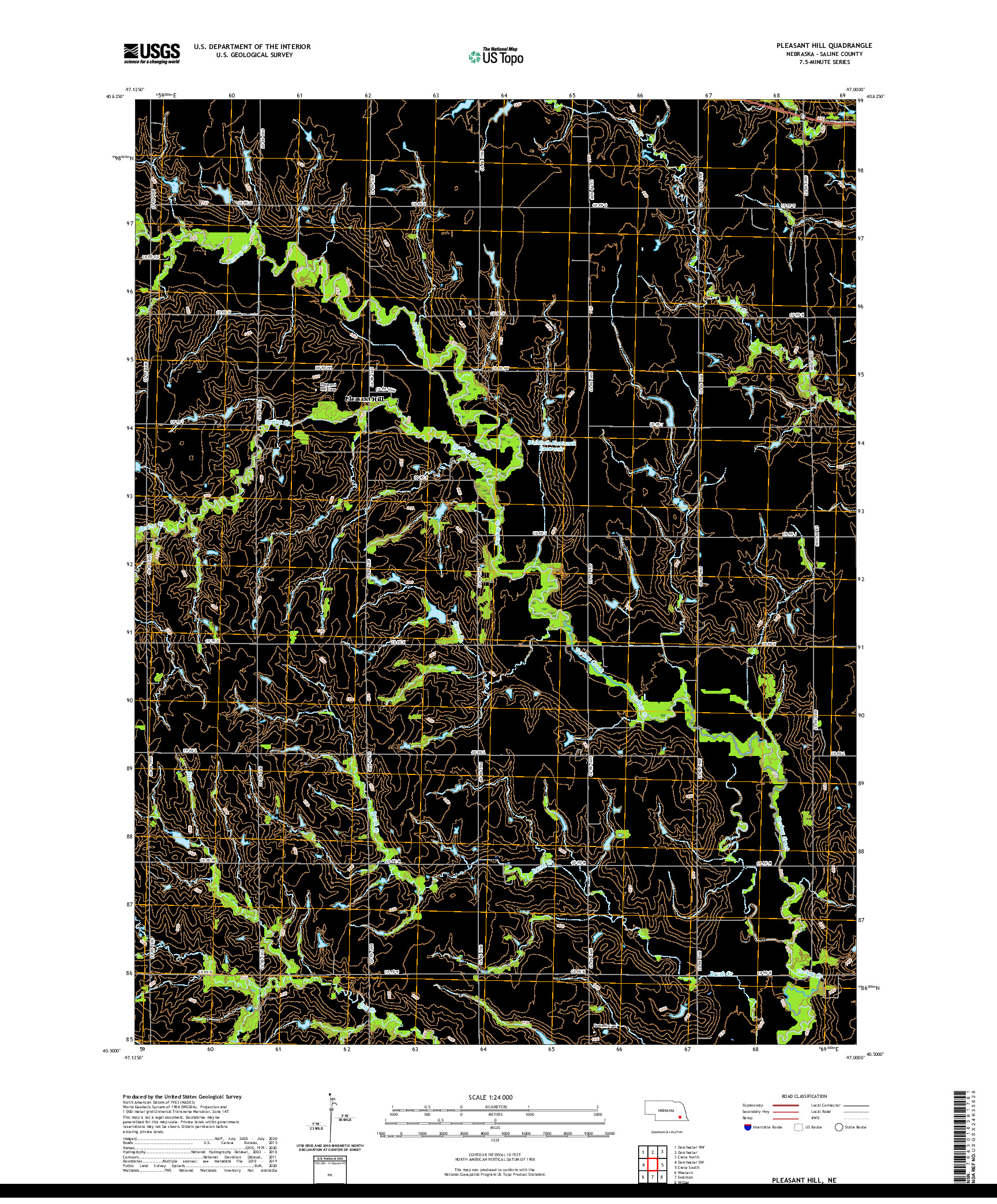 USGS US TOPO 7.5-MINUTE MAP FOR PLEASANT HILL, NE 2021