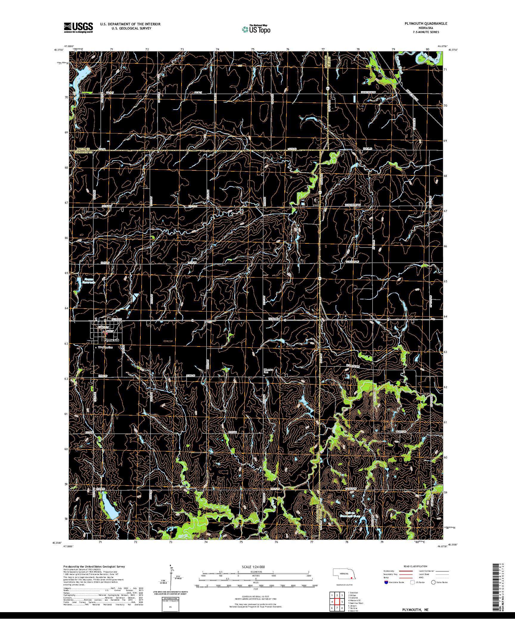 USGS US TOPO 7.5-MINUTE MAP FOR PLYMOUTH, NE 2021