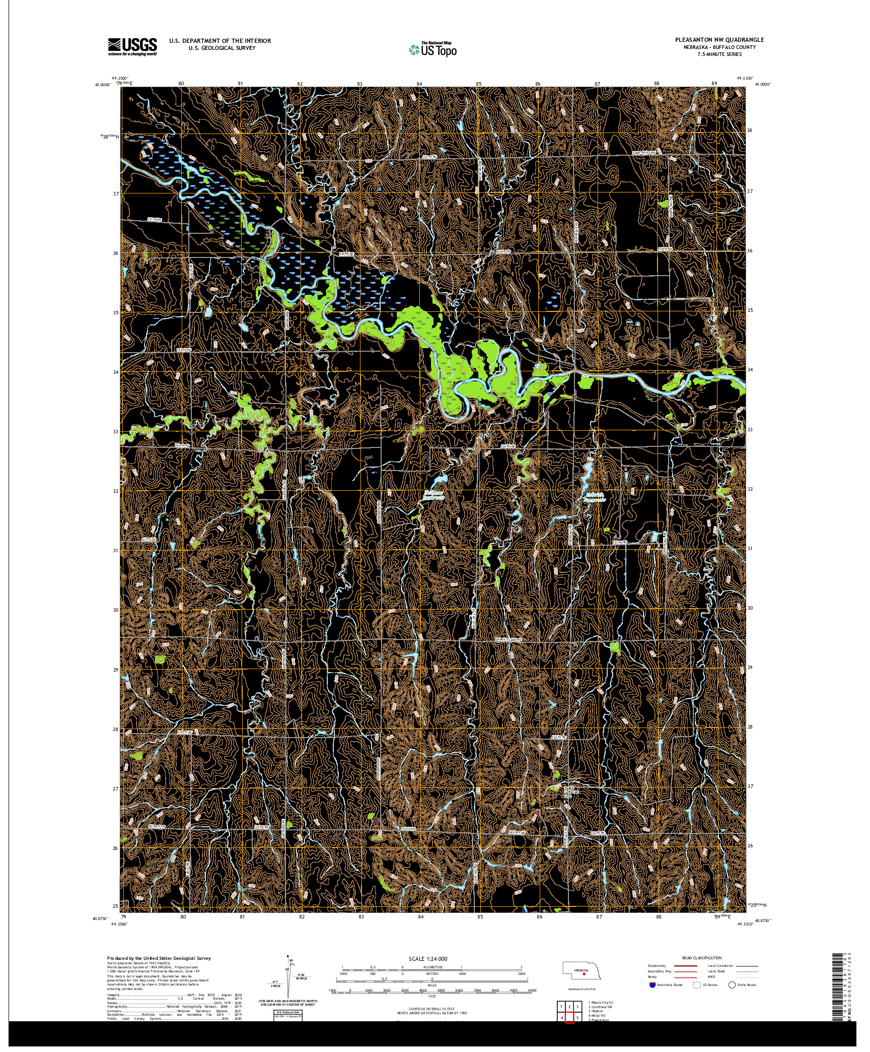 USGS US TOPO 7.5-MINUTE MAP FOR PLEASANTON NW, NE 2021