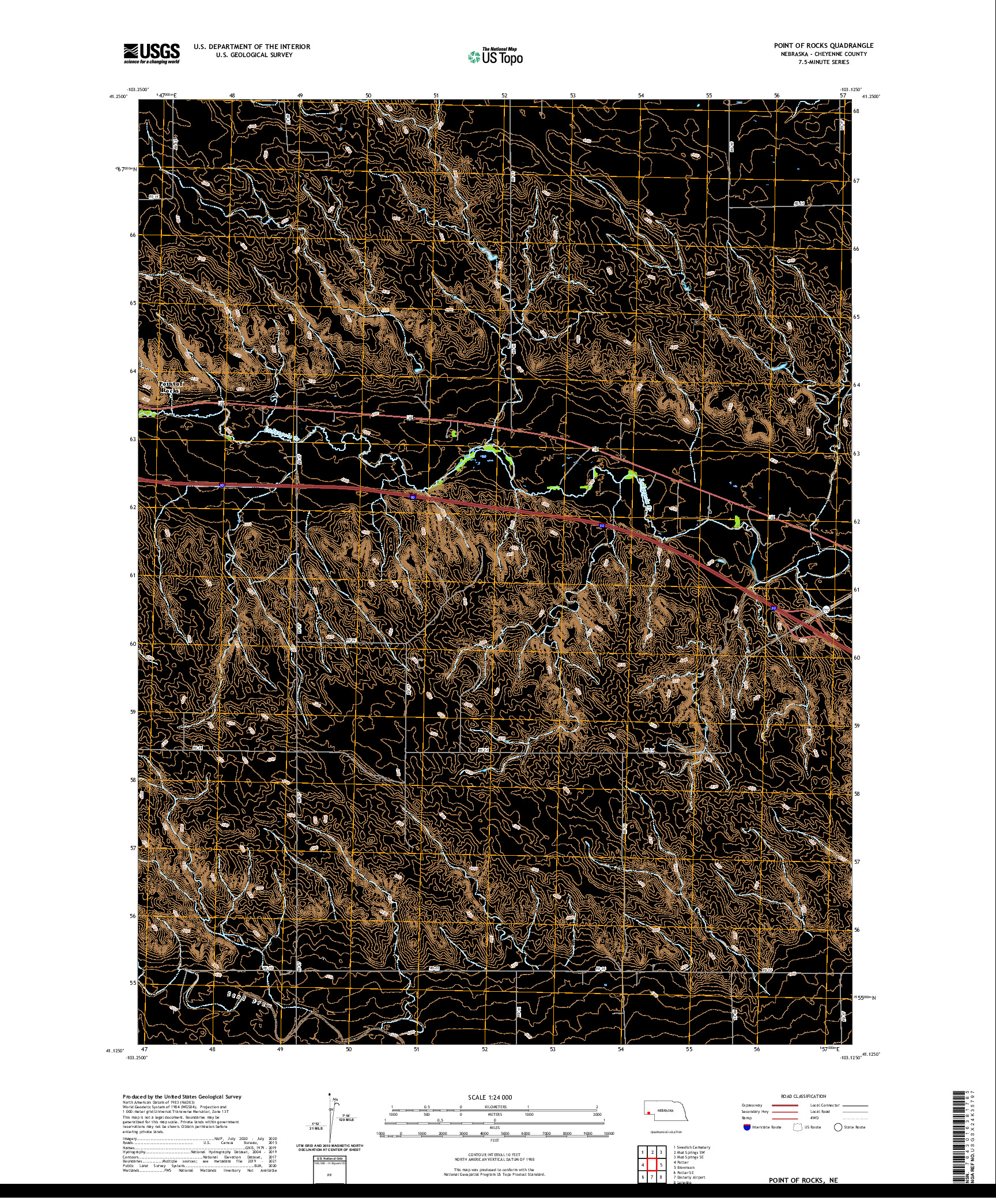 USGS US TOPO 7.5-MINUTE MAP FOR POINT OF ROCKS, NE 2021