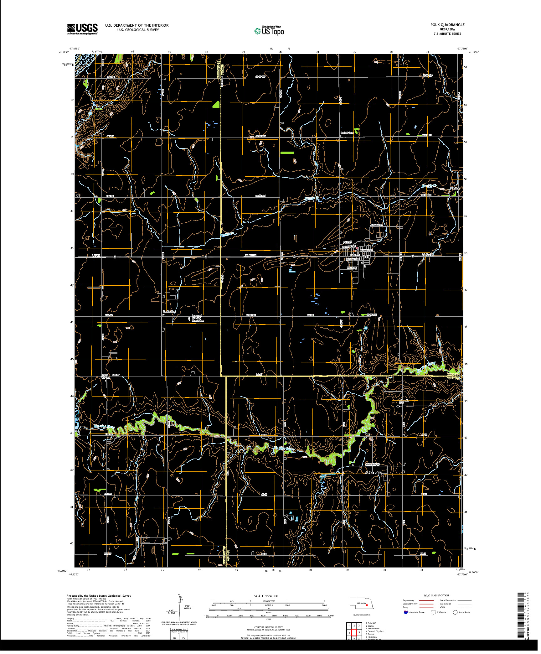USGS US TOPO 7.5-MINUTE MAP FOR POLK, NE 2021