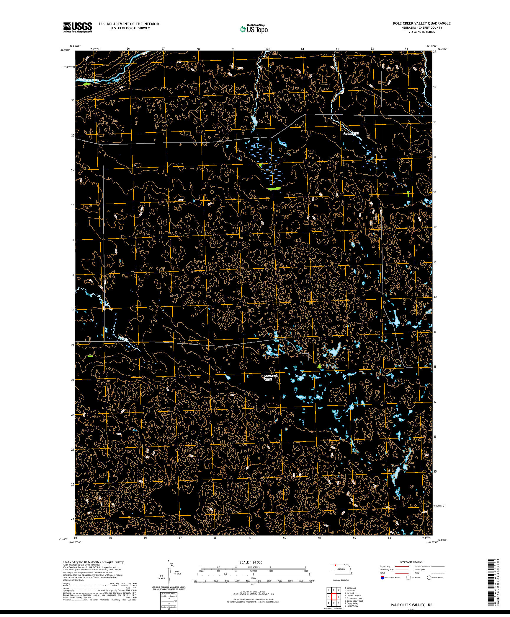 USGS US TOPO 7.5-MINUTE MAP FOR POLE CREEK VALLEY, NE 2021