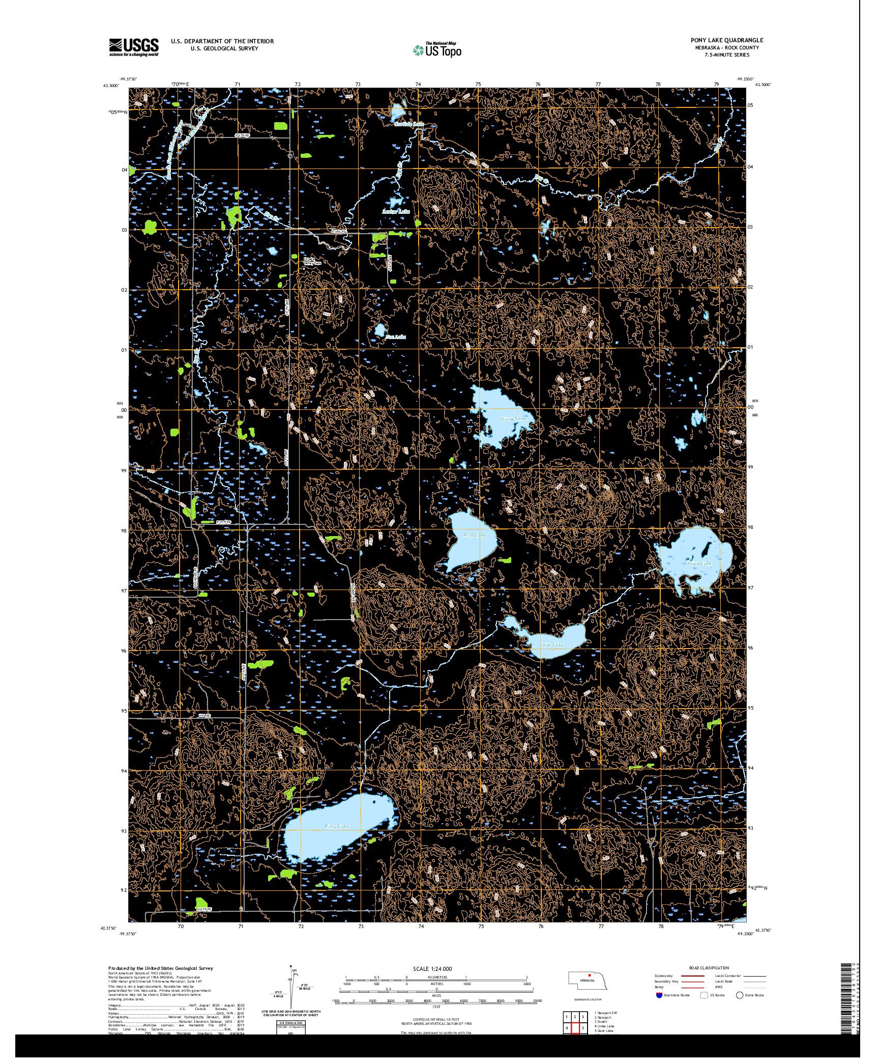 USGS US TOPO 7.5-MINUTE MAP FOR PONY LAKE, NE 2021