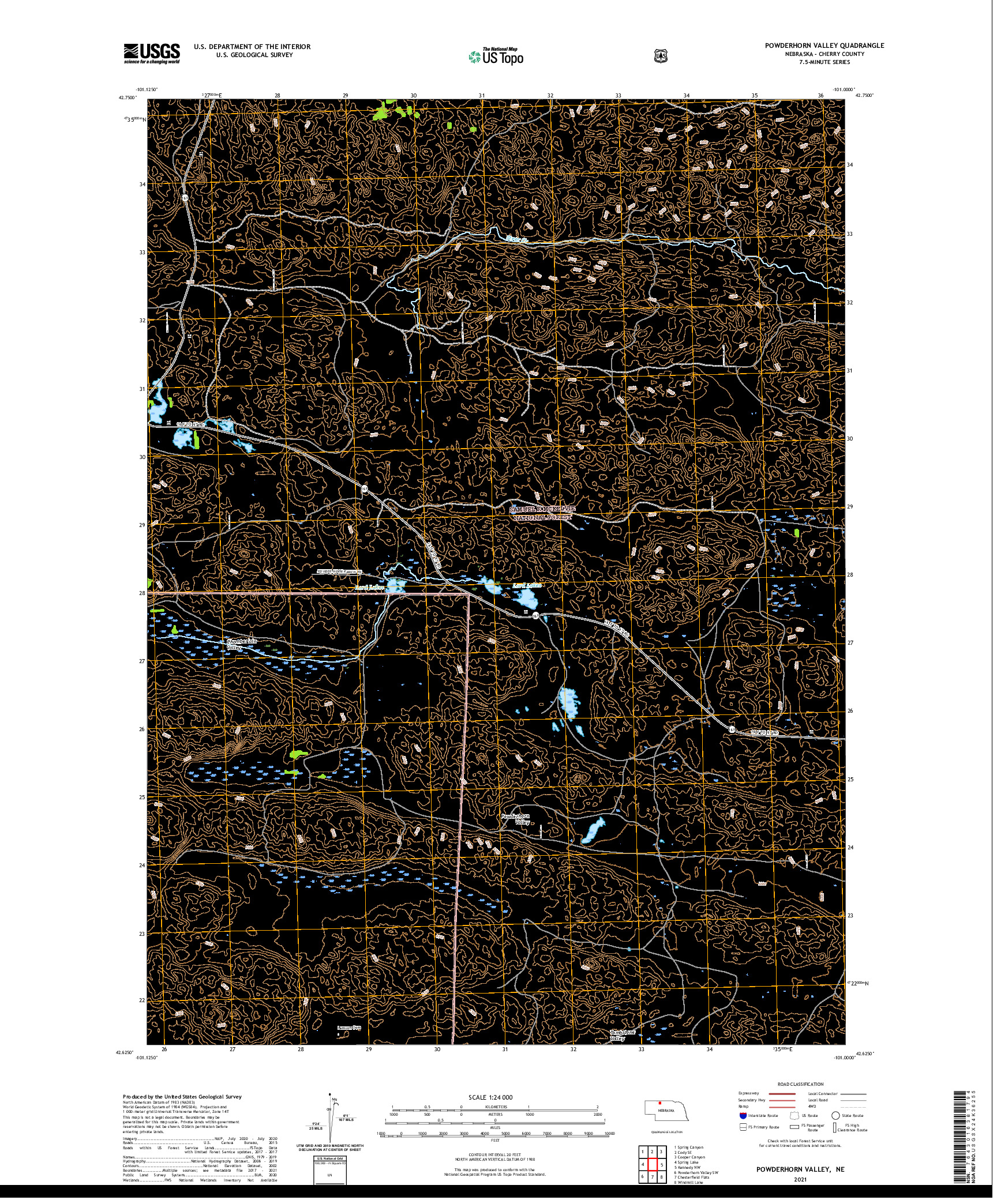 US TOPO 7.5-MINUTE MAP FOR POWDERHORN VALLEY, NE