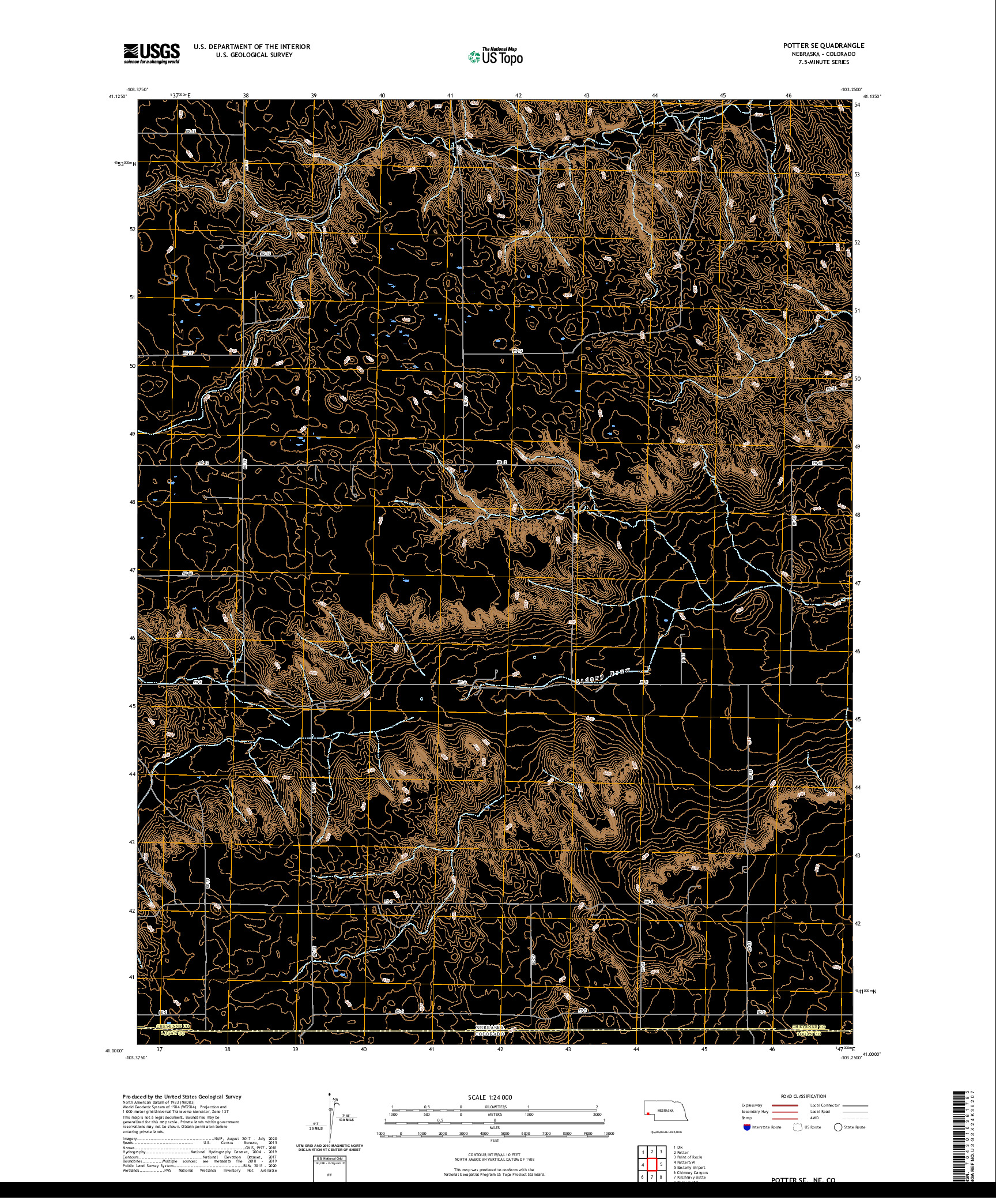 USGS US TOPO 7.5-MINUTE MAP FOR POTTER SE, NE,CO 2021