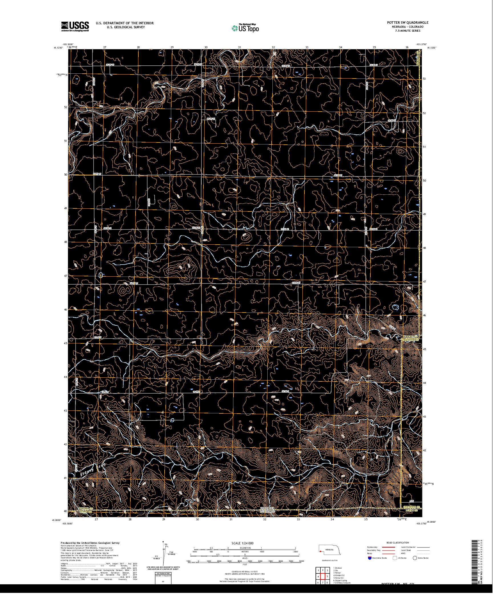 USGS US TOPO 7.5-MINUTE MAP FOR POTTER SW, NE,CO 2021