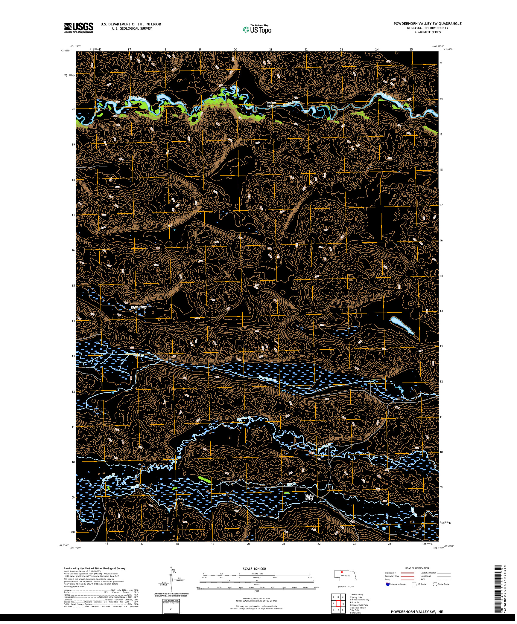 USGS US TOPO 7.5-MINUTE MAP FOR POWDERHORN VALLEY SW, NE 2021