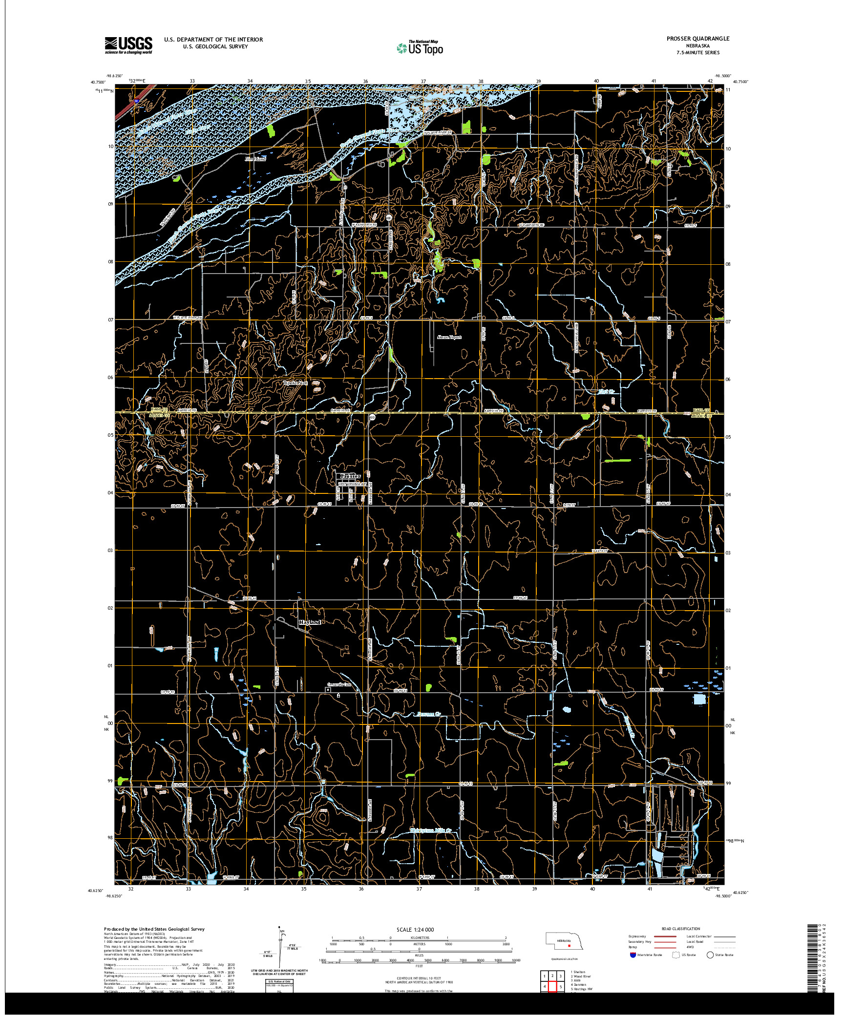USGS US TOPO 7.5-MINUTE MAP FOR PROSSER, NE 2021