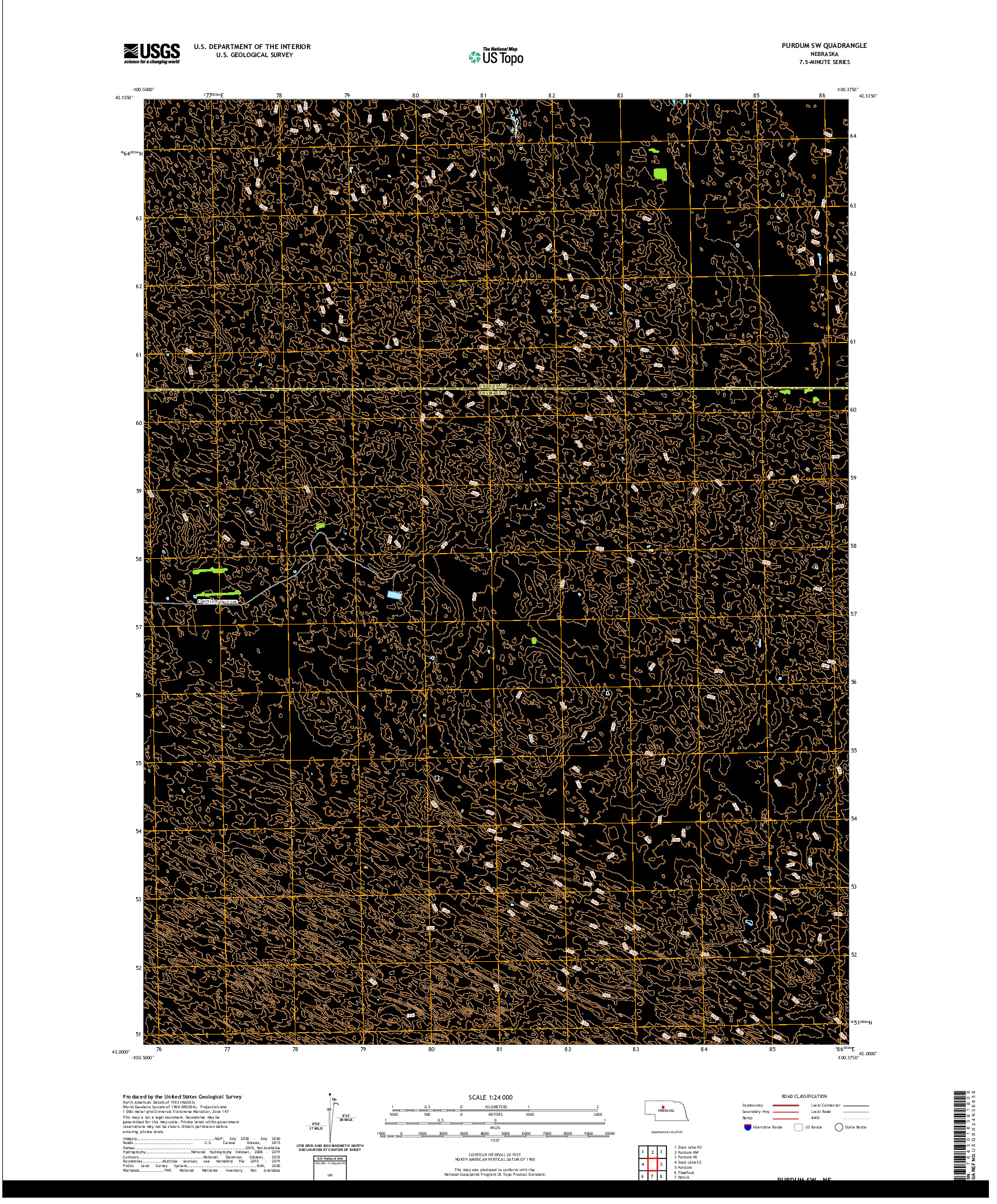 USGS US TOPO 7.5-MINUTE MAP FOR PURDUM SW, NE 2021