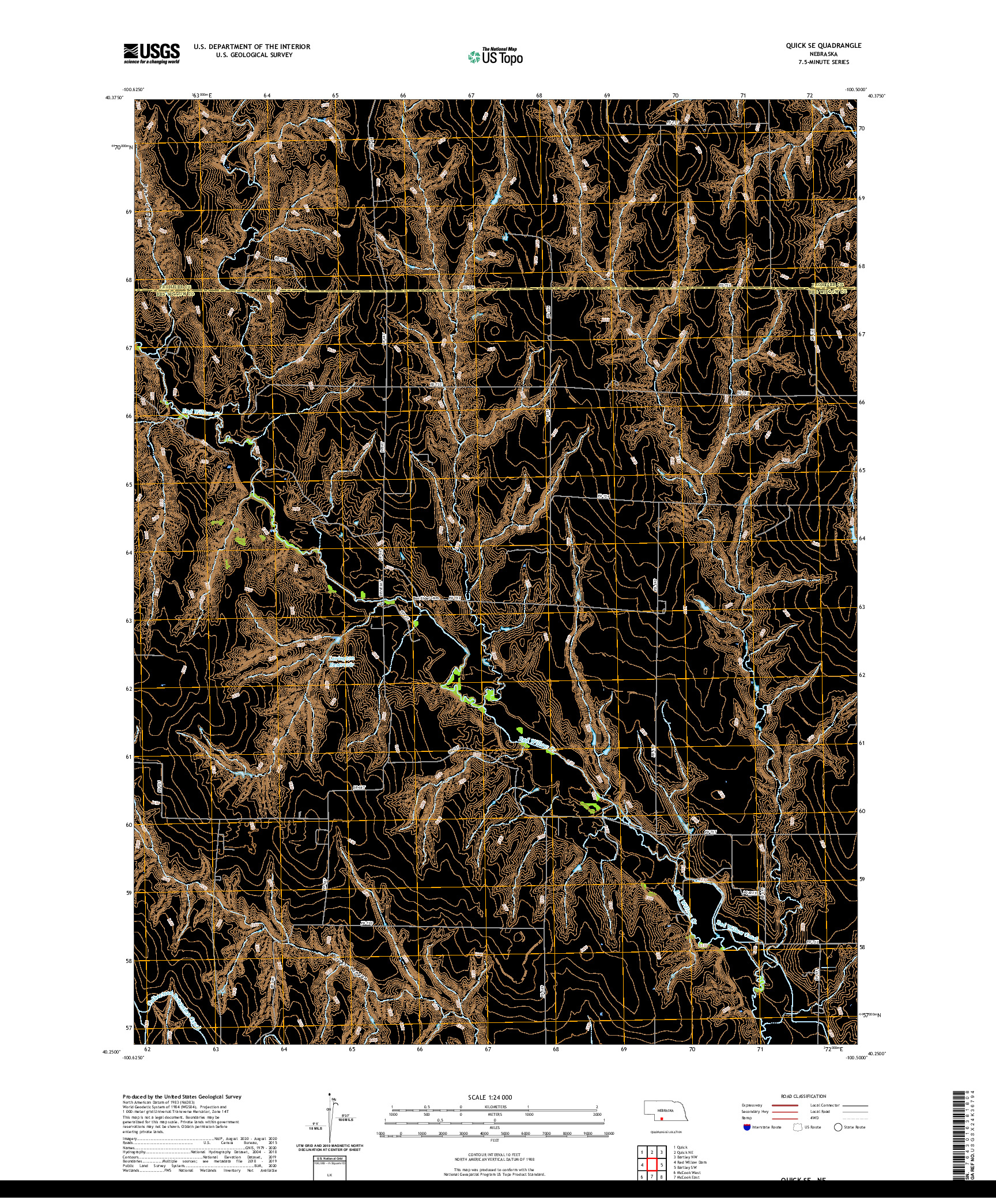 USGS US TOPO 7.5-MINUTE MAP FOR QUICK SE, NE 2021