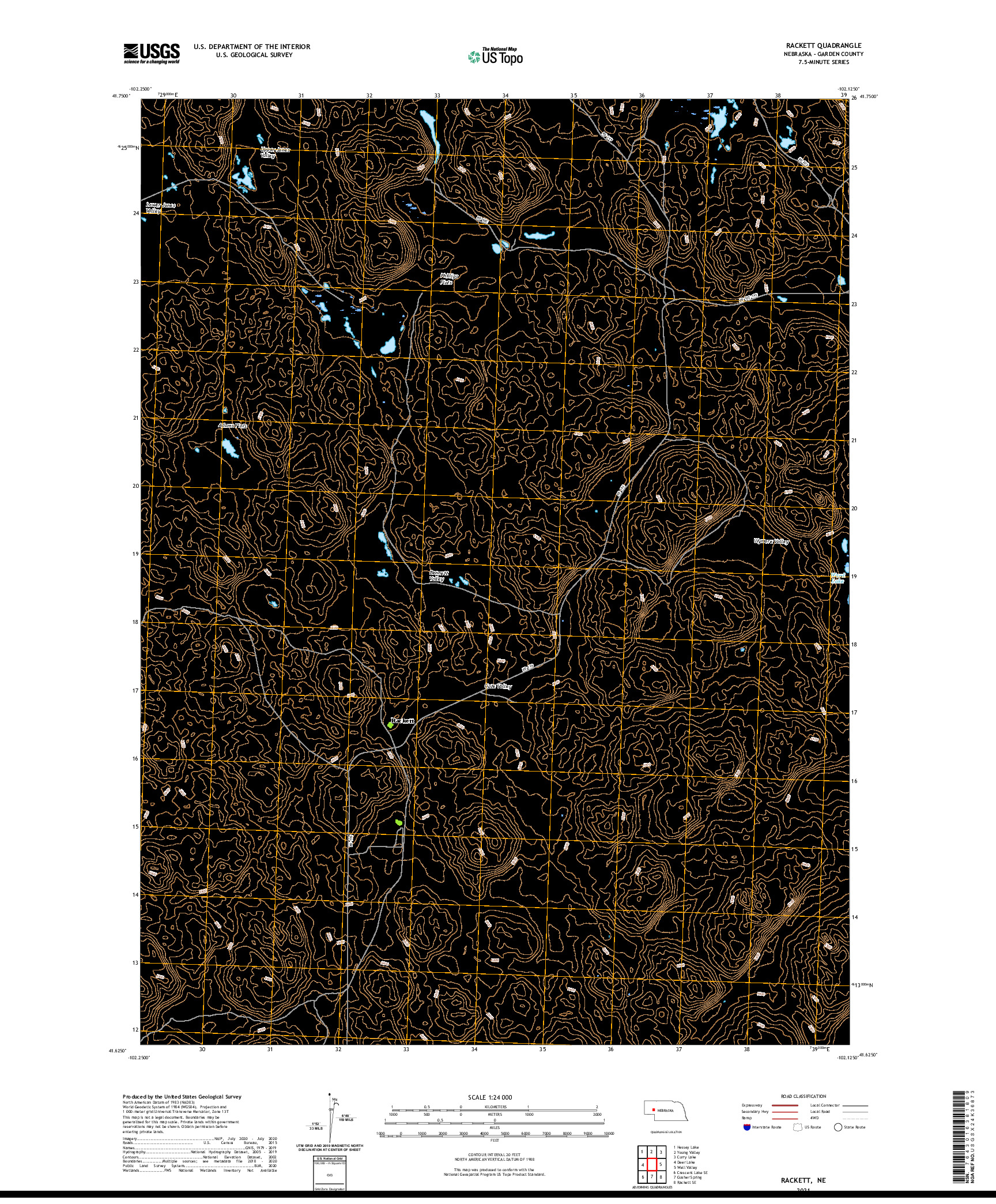 USGS US TOPO 7.5-MINUTE MAP FOR RACKETT, NE 2021