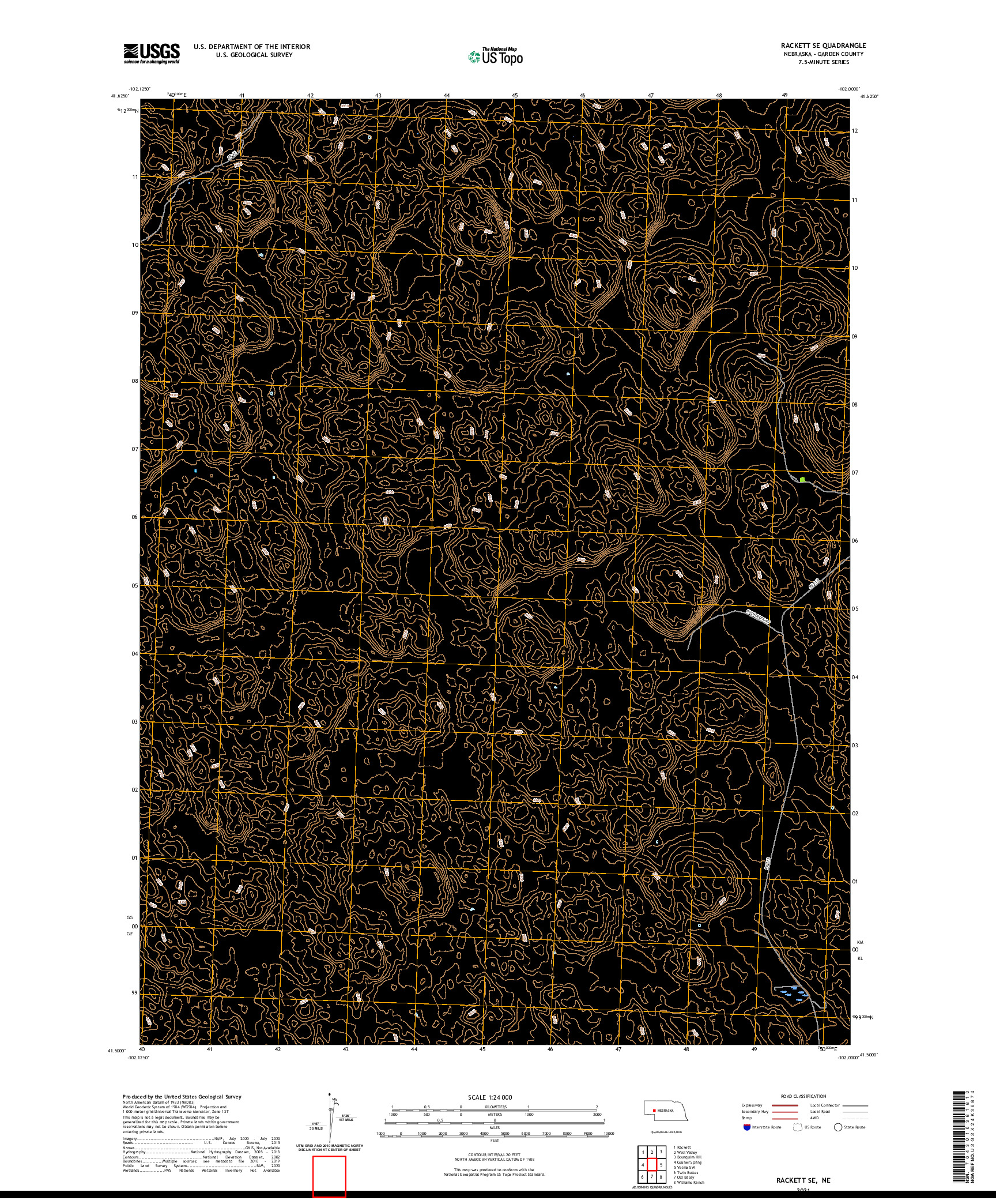 USGS US TOPO 7.5-MINUTE MAP FOR RACKETT SE, NE 2021