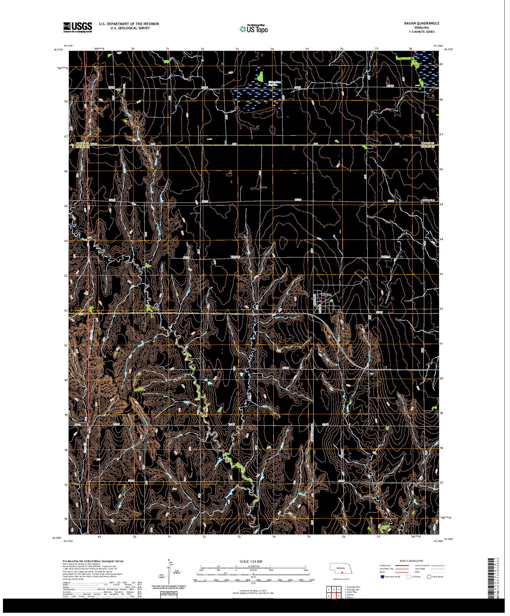 USGS US TOPO 7.5-MINUTE MAP FOR RAGAN, NE 2021