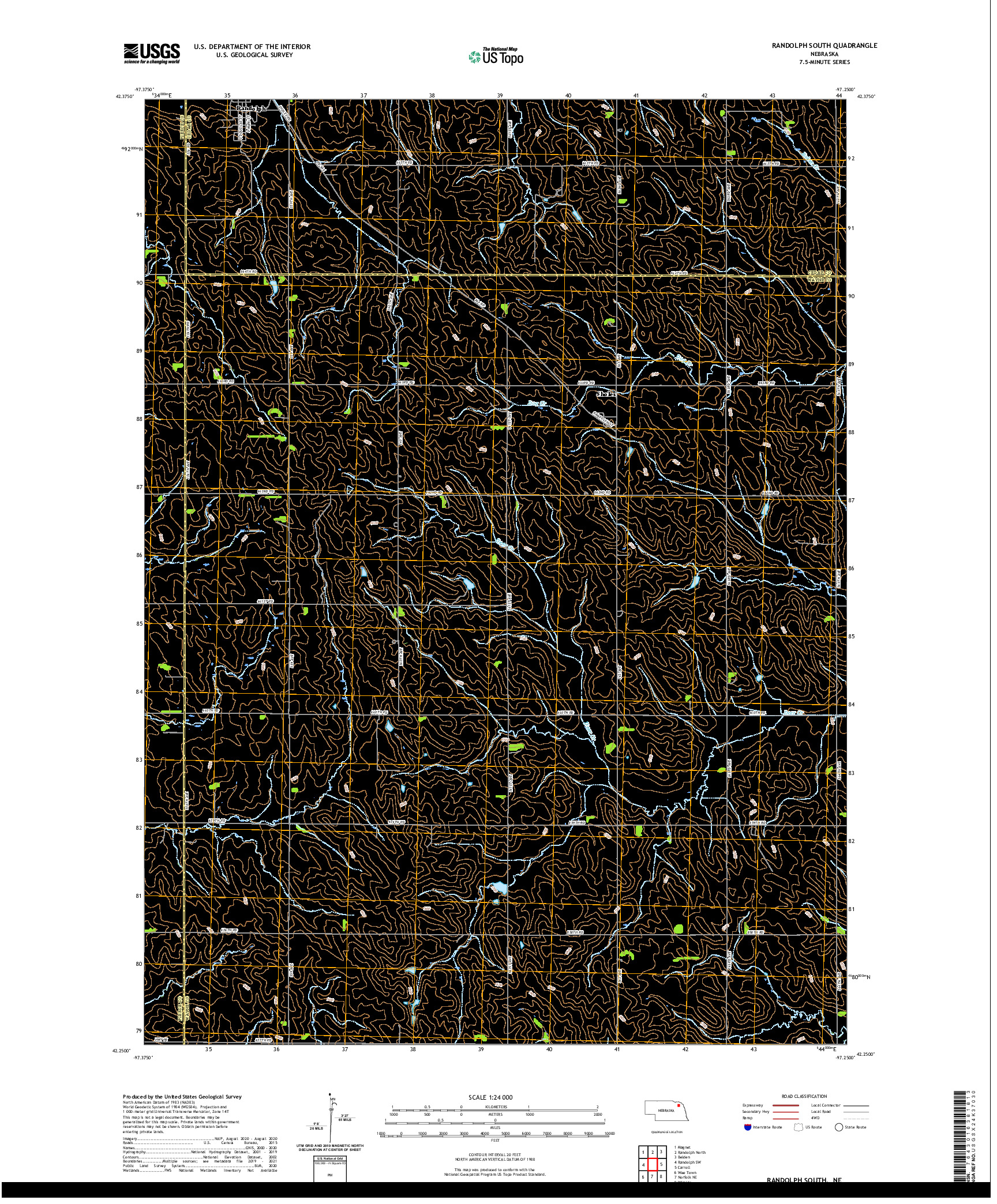 USGS US TOPO 7.5-MINUTE MAP FOR RANDOLPH SOUTH, NE 2021