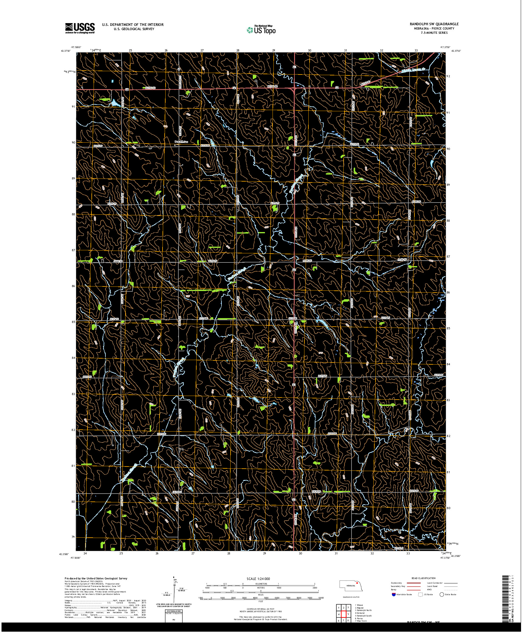 USGS US TOPO 7.5-MINUTE MAP FOR RANDOLPH SW, NE 2021