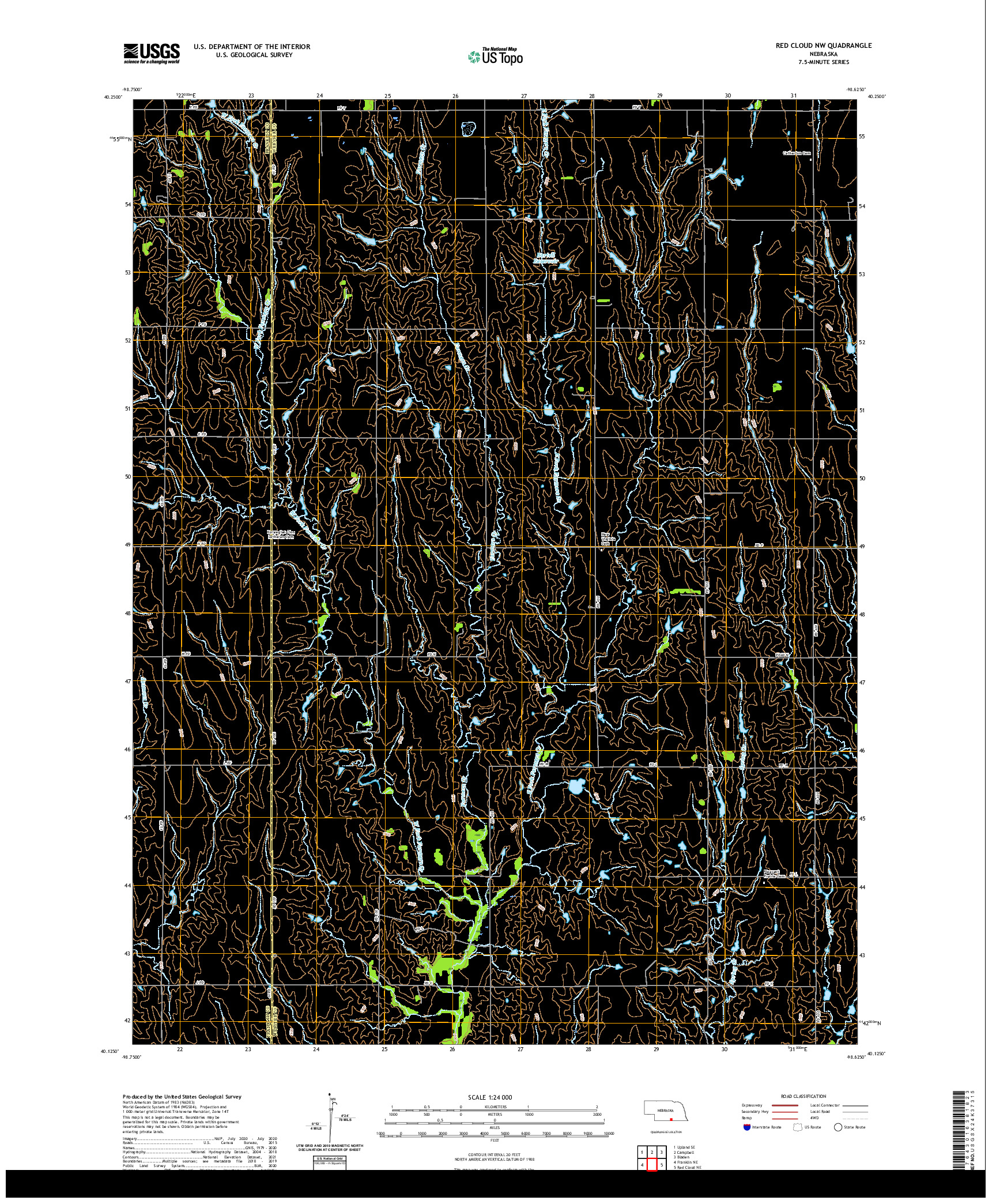 USGS US TOPO 7.5-MINUTE MAP FOR RED CLOUD NW, NE 2021