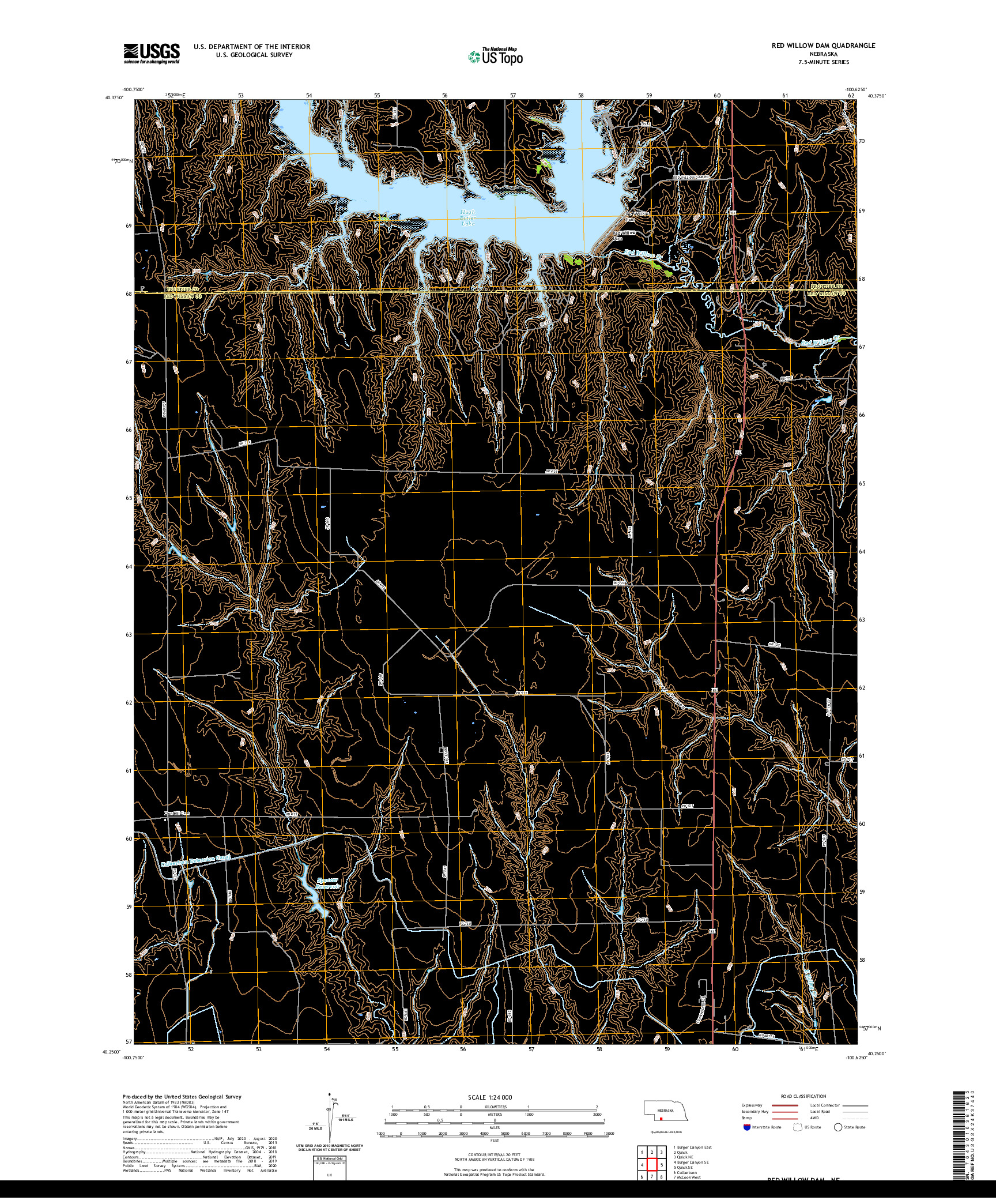 USGS US TOPO 7.5-MINUTE MAP FOR RED WILLOW DAM, NE 2021