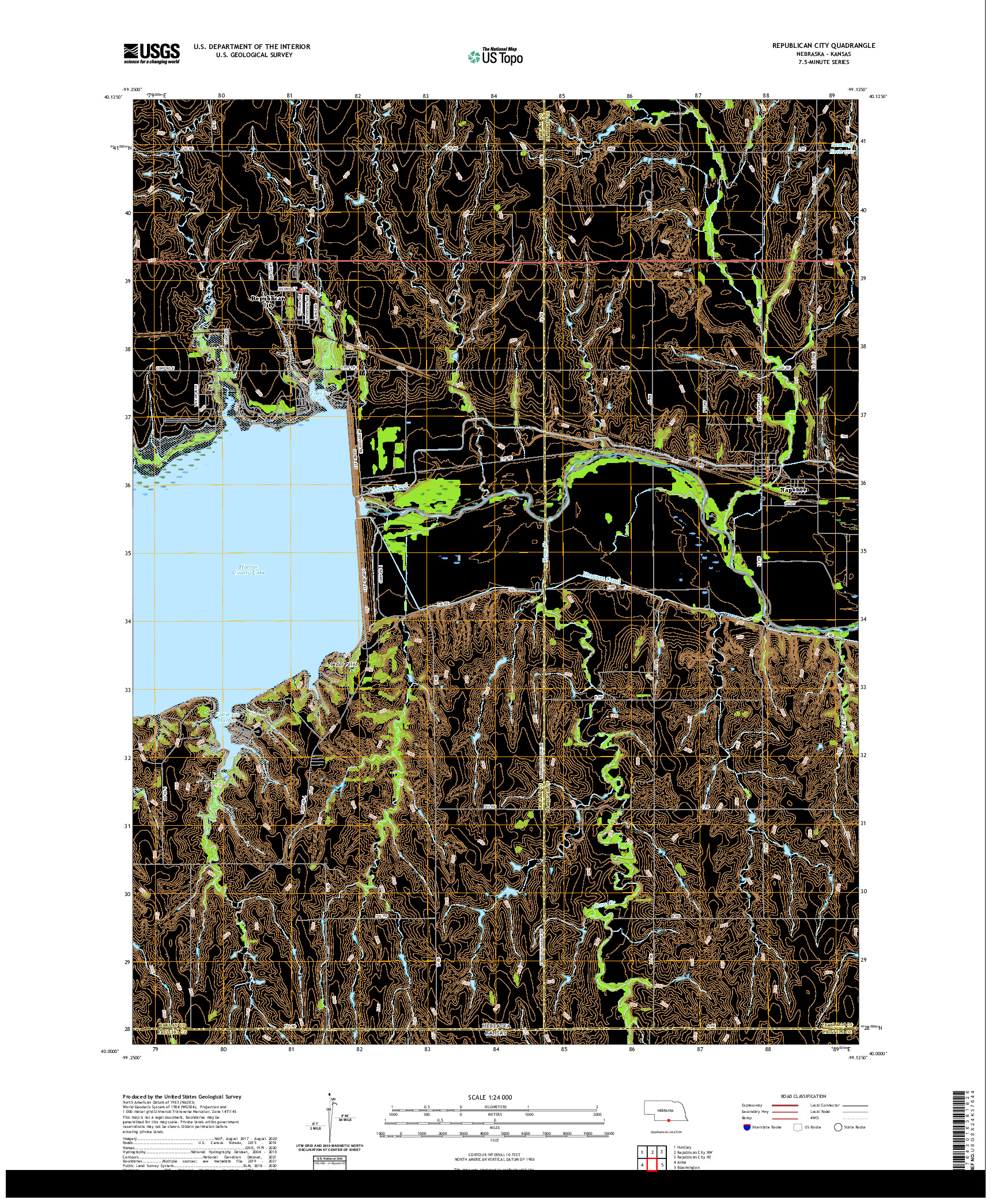 USGS US TOPO 7.5-MINUTE MAP FOR REPUBLICAN CITY, NE,KS 2021