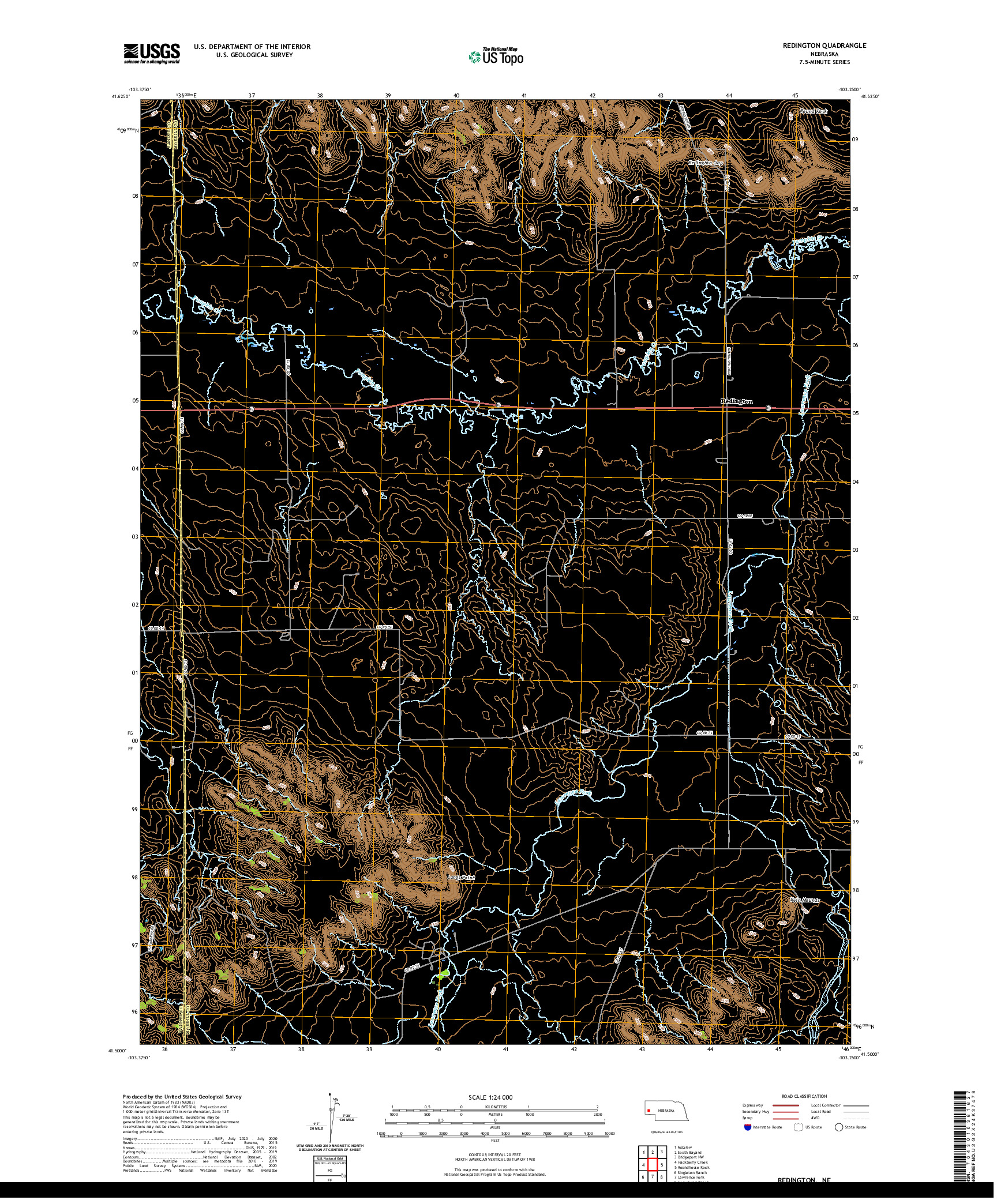 USGS US TOPO 7.5-MINUTE MAP FOR REDINGTON, NE 2021