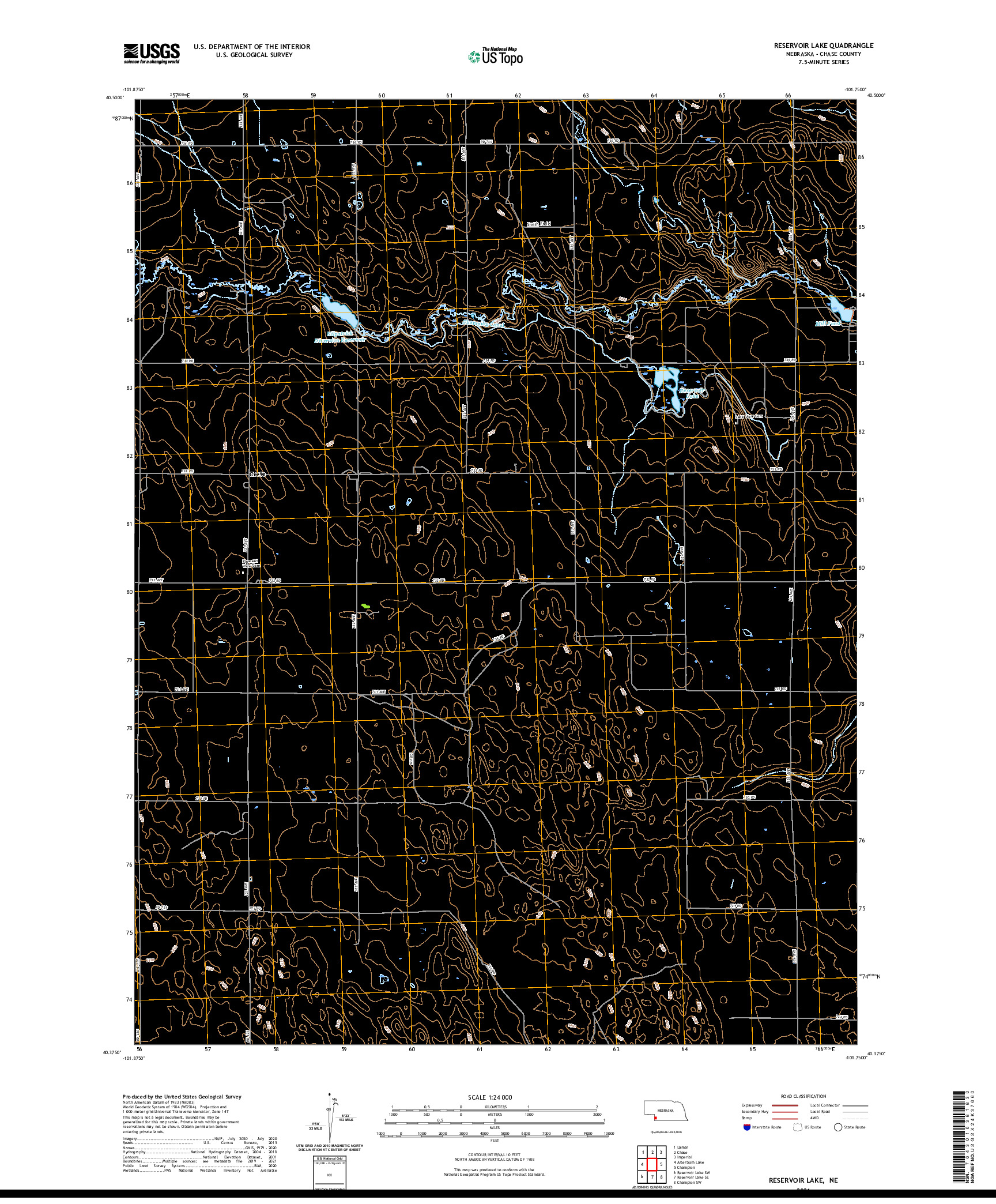 USGS US TOPO 7.5-MINUTE MAP FOR RESERVOIR LAKE, NE 2021