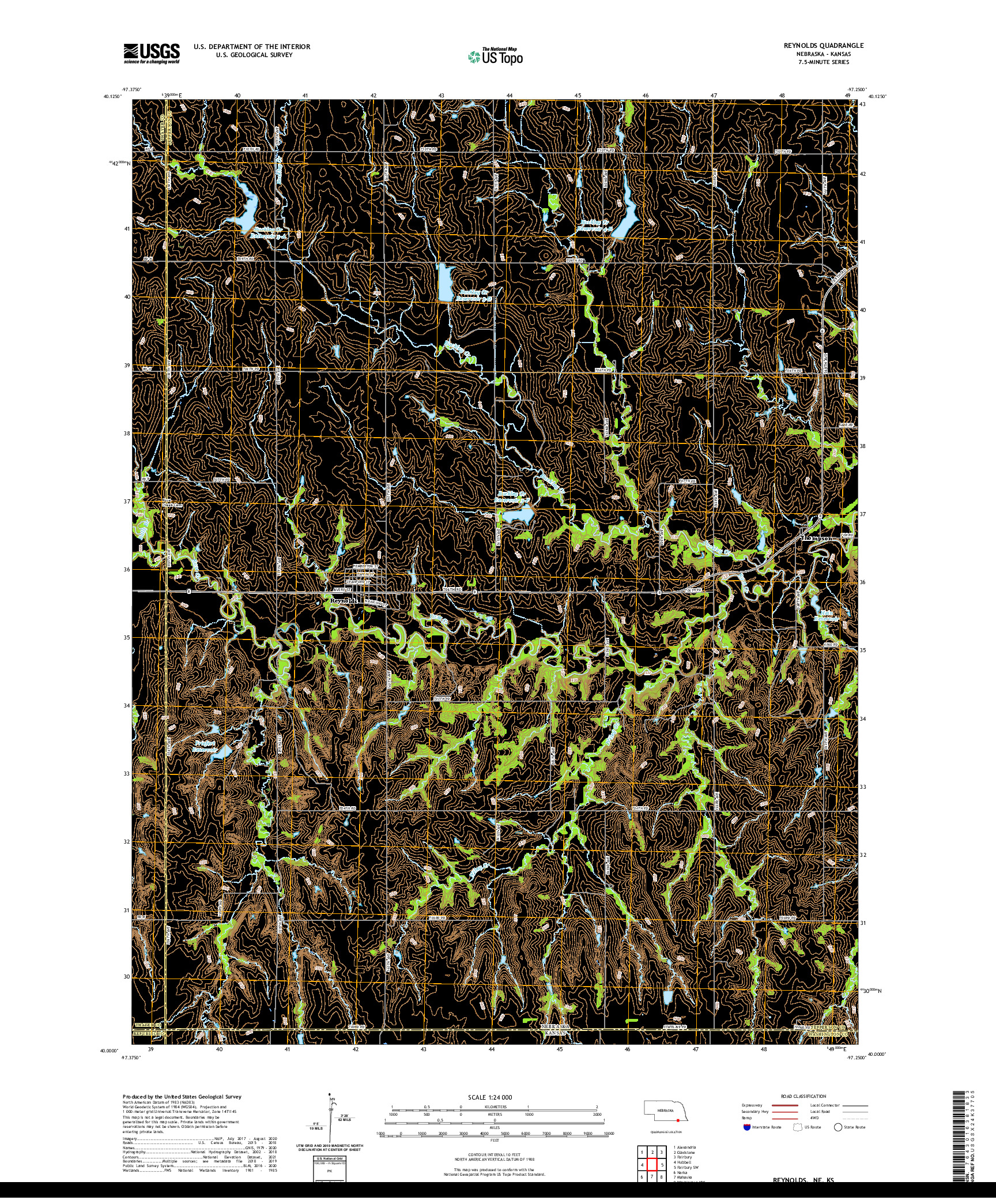 USGS US TOPO 7.5-MINUTE MAP FOR REYNOLDS, NE,KS 2021