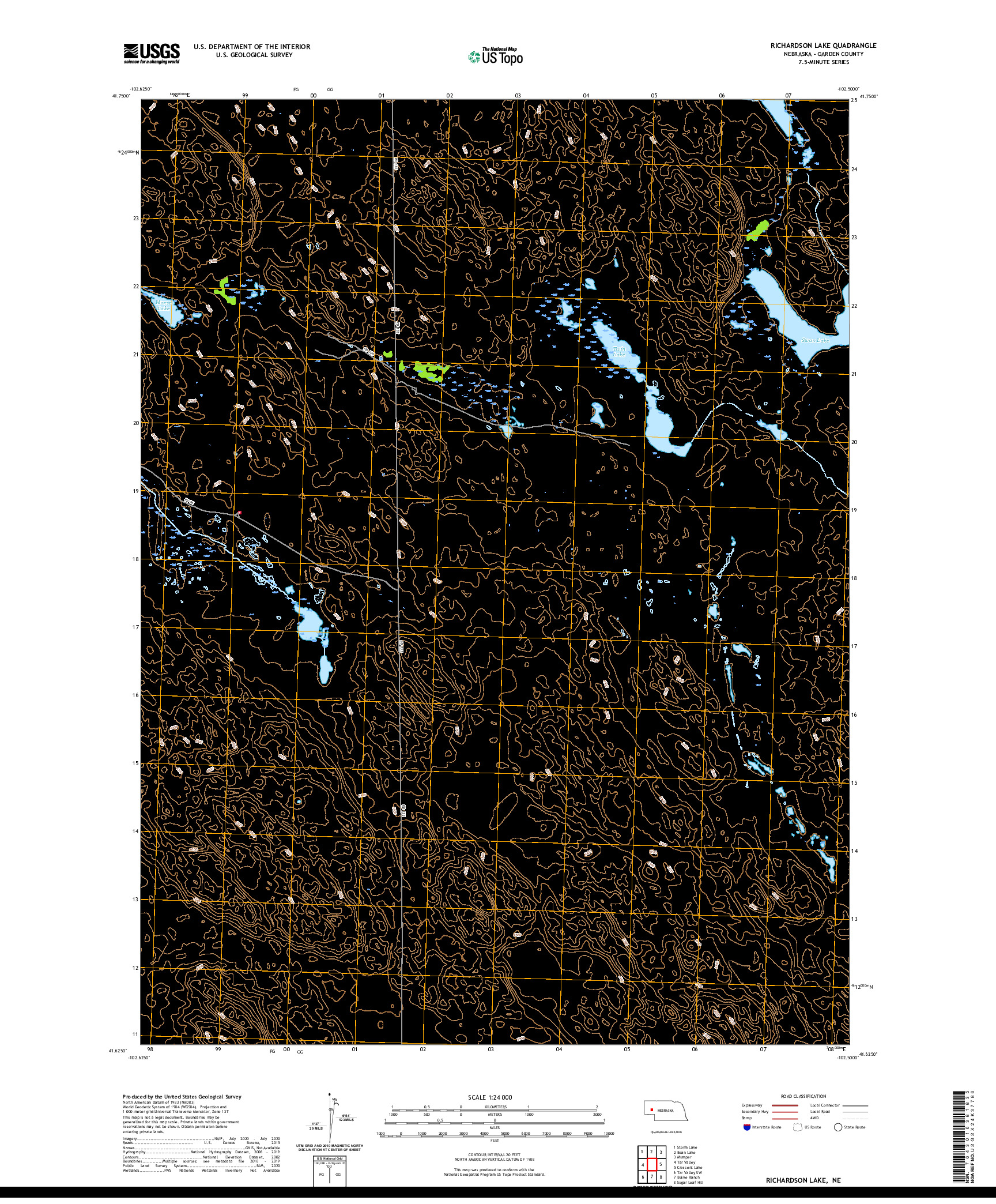 USGS US TOPO 7.5-MINUTE MAP FOR RICHARDSON LAKE, NE 2021