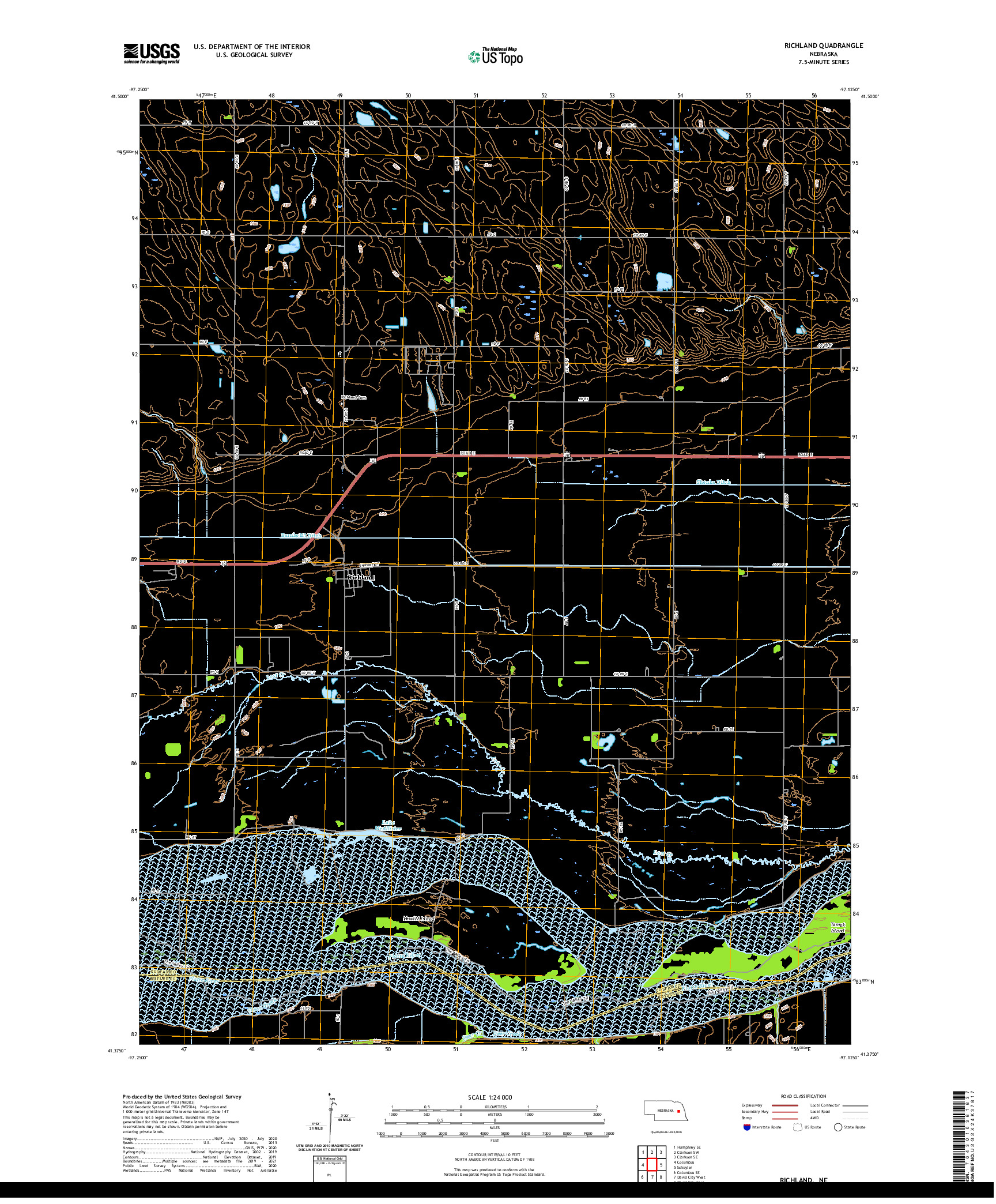USGS US TOPO 7.5-MINUTE MAP FOR RICHLAND, NE 2021