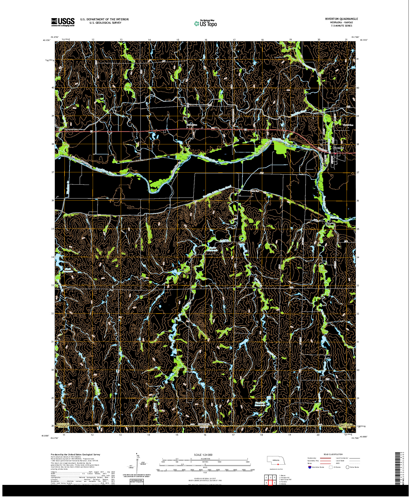 USGS US TOPO 7.5-MINUTE MAP FOR RIVERTON, NE,KS 2021