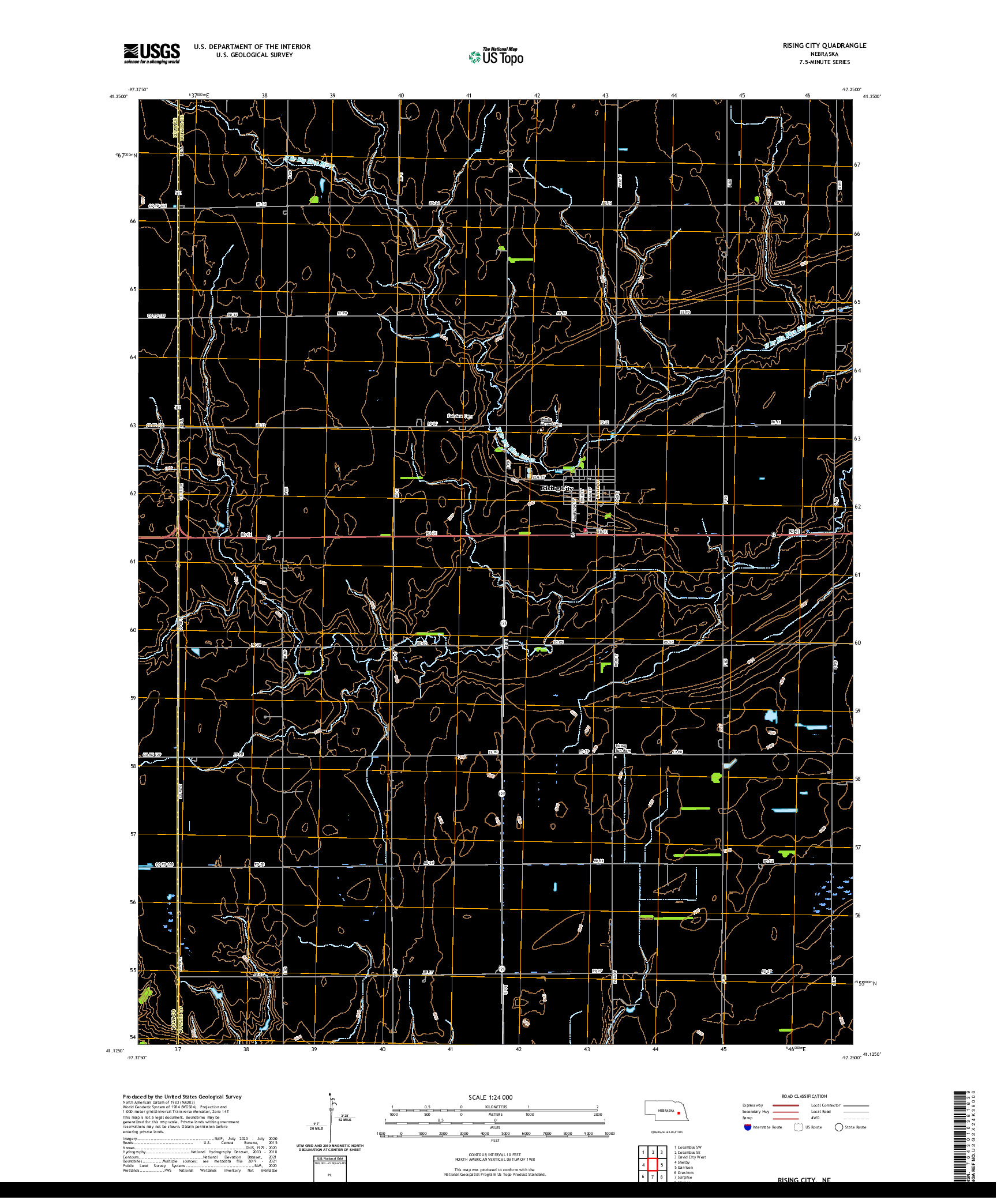 USGS US TOPO 7.5-MINUTE MAP FOR RISING CITY, NE 2021