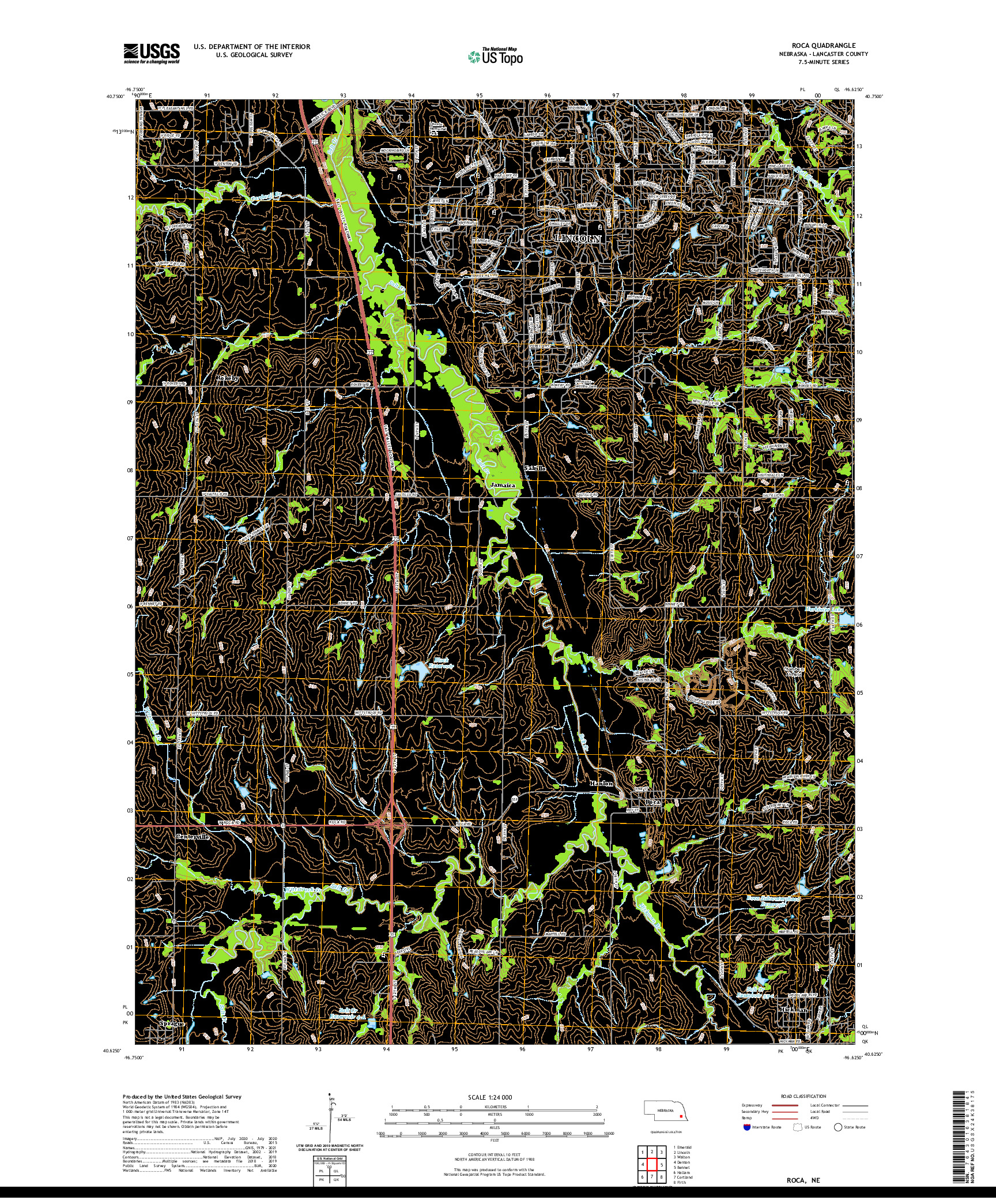 USGS US TOPO 7.5-MINUTE MAP FOR ROCA, NE 2021