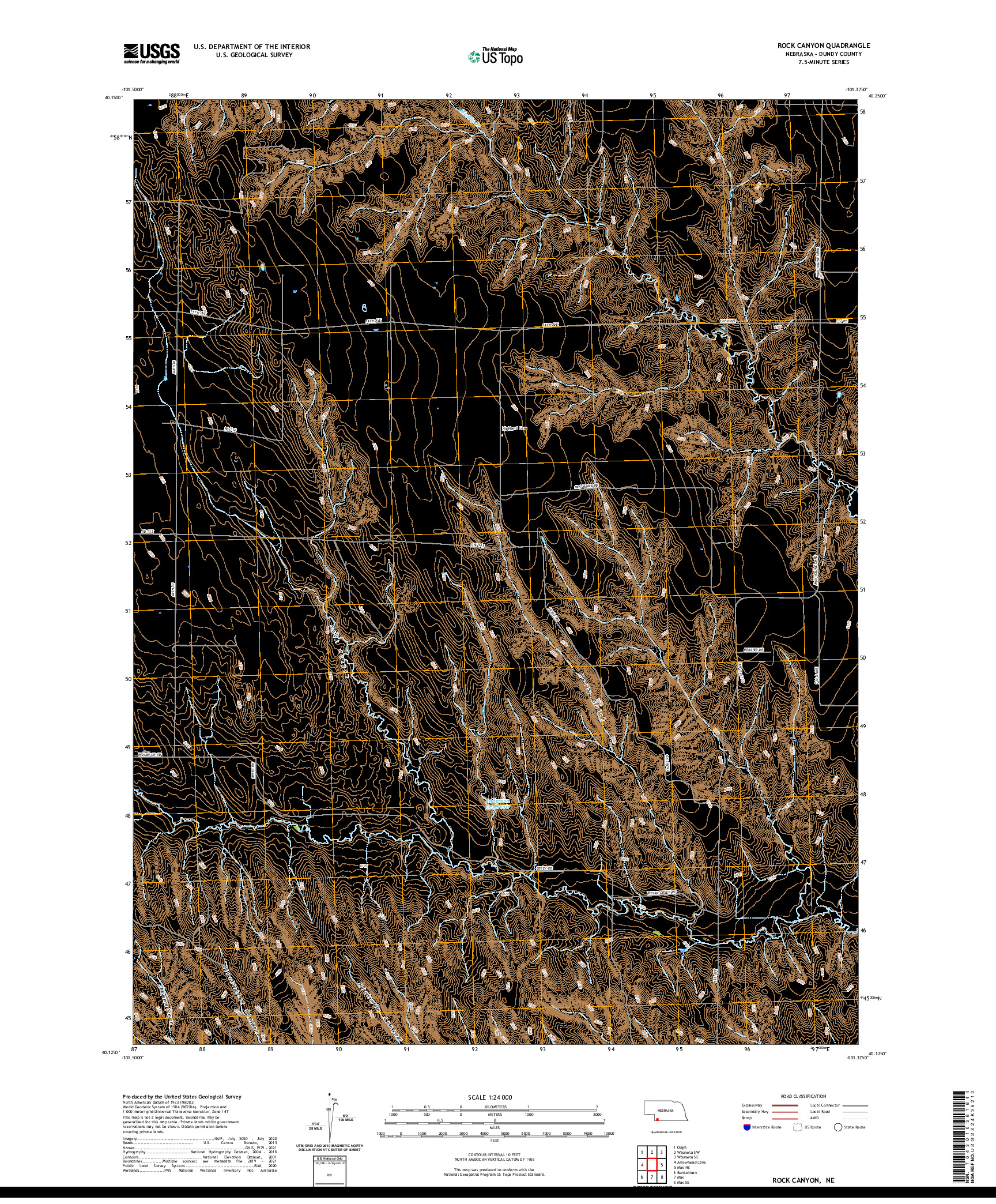 USGS US TOPO 7.5-MINUTE MAP FOR ROCK CANYON, NE 2021
