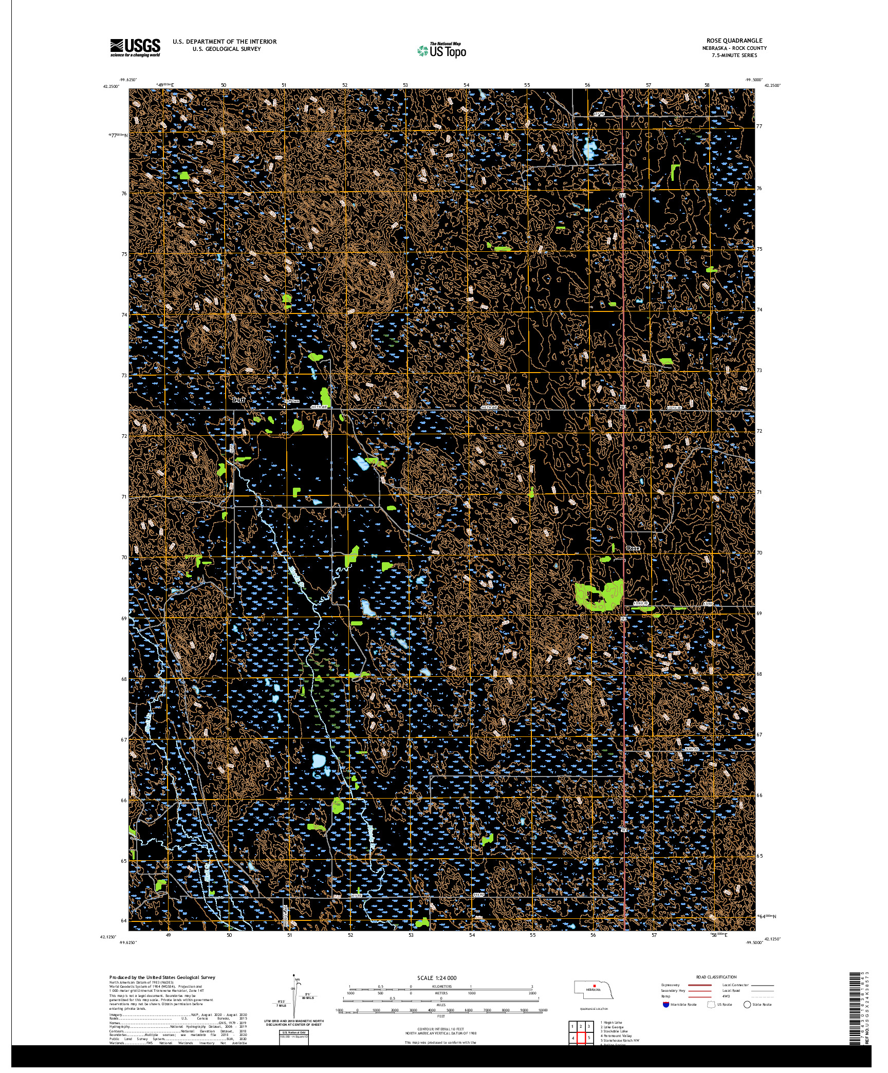 USGS US TOPO 7.5-MINUTE MAP FOR ROSE, NE 2021