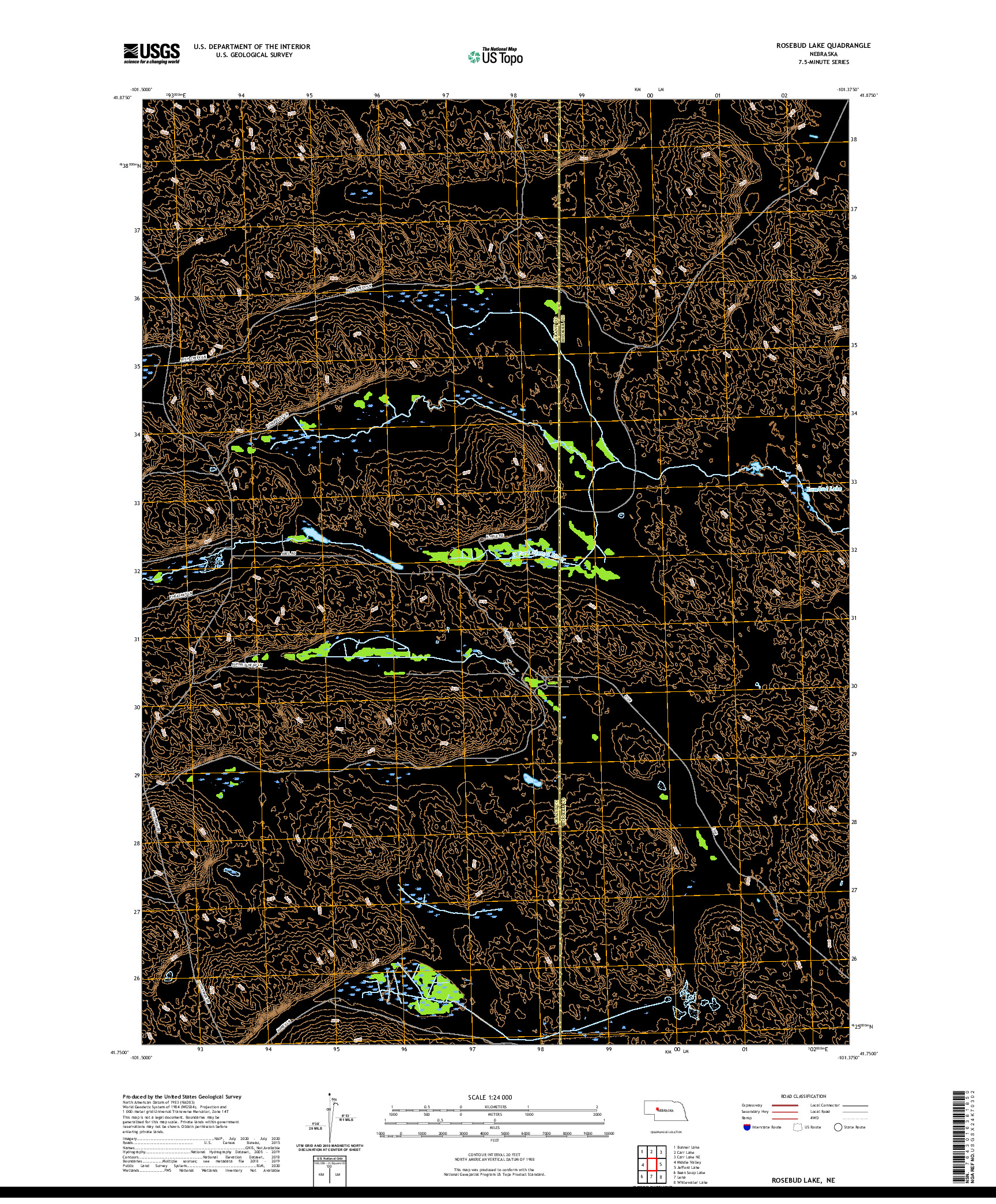 USGS US TOPO 7.5-MINUTE MAP FOR ROSEBUD LAKE, NE 2021