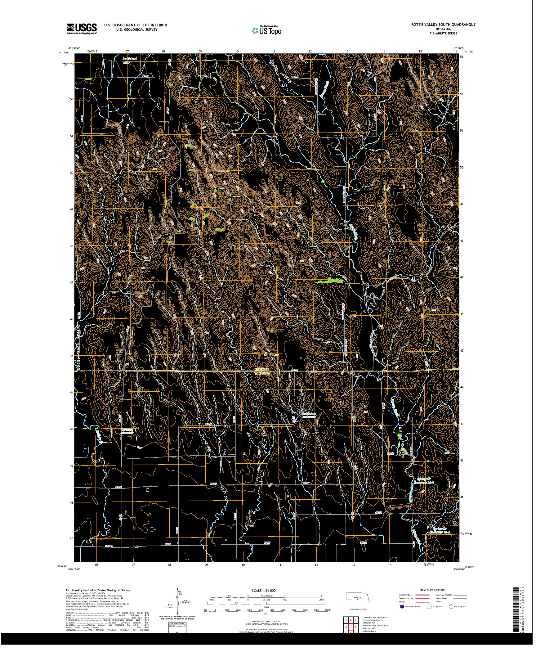 USGS US TOPO 7.5-MINUTE MAP FOR ROTEN VALLEY SOUTH, NE 2021