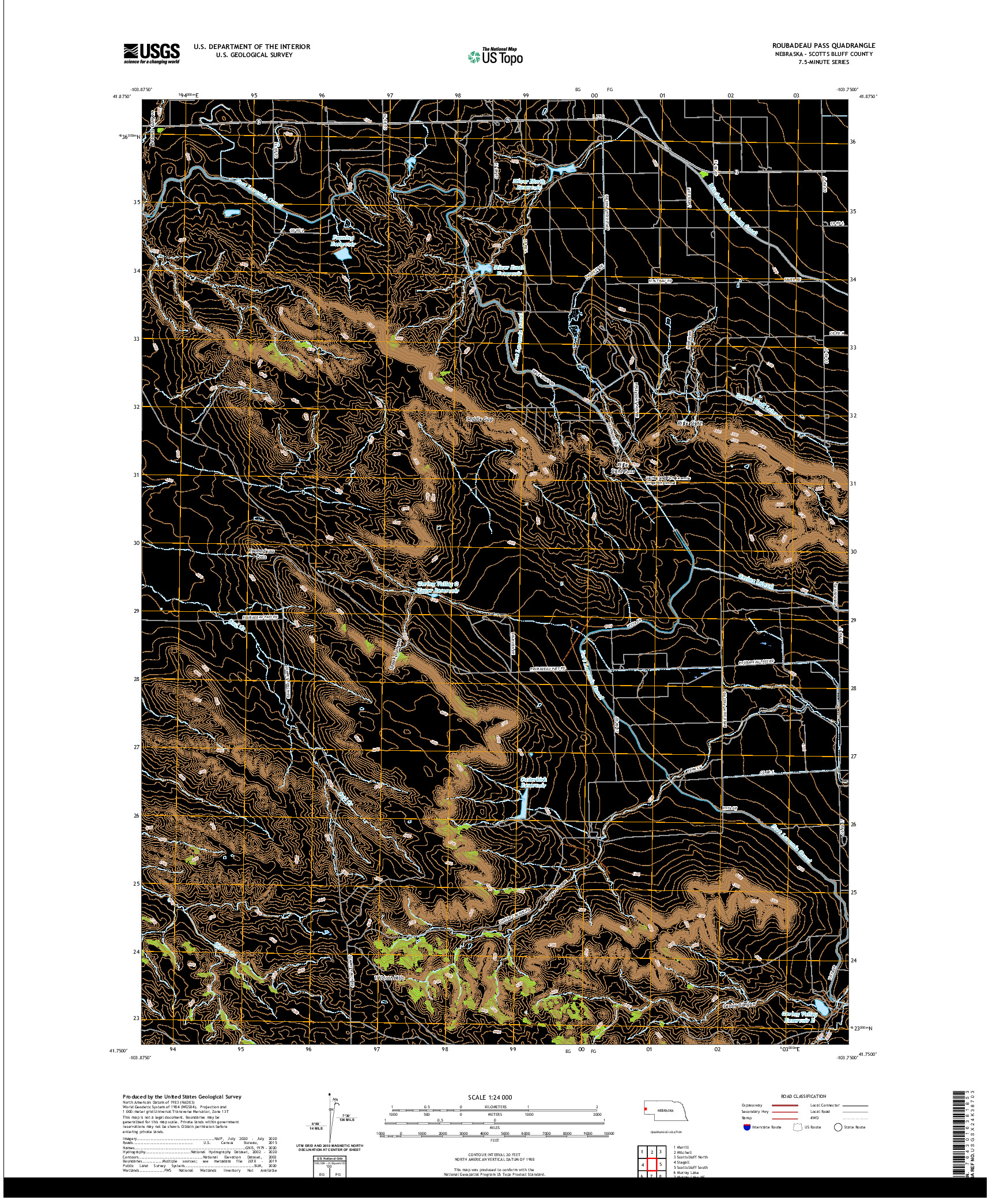USGS US TOPO 7.5-MINUTE MAP FOR ROUBADEAU PASS, NE 2021