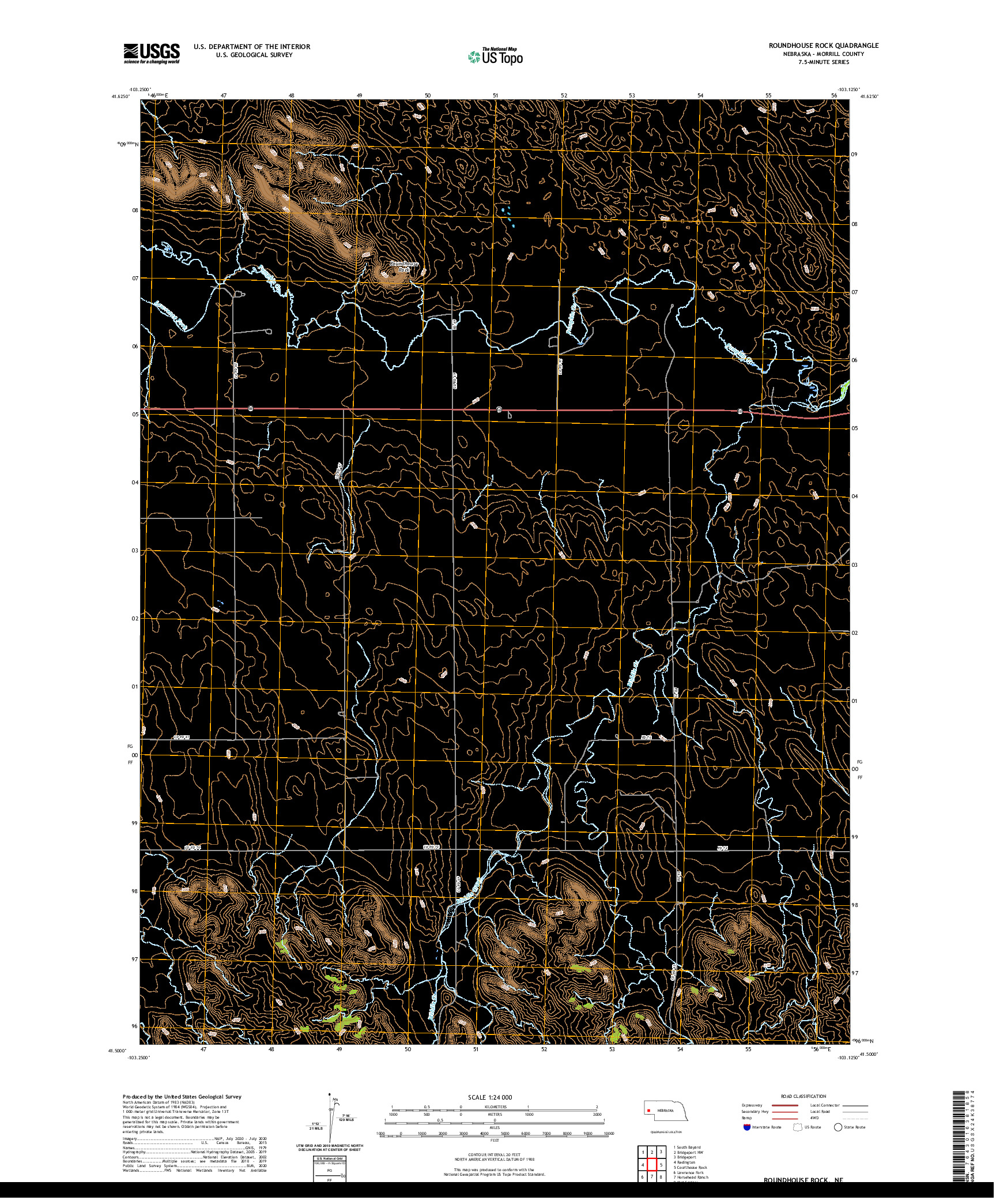 USGS US TOPO 7.5-MINUTE MAP FOR ROUNDHOUSE ROCK, NE 2021