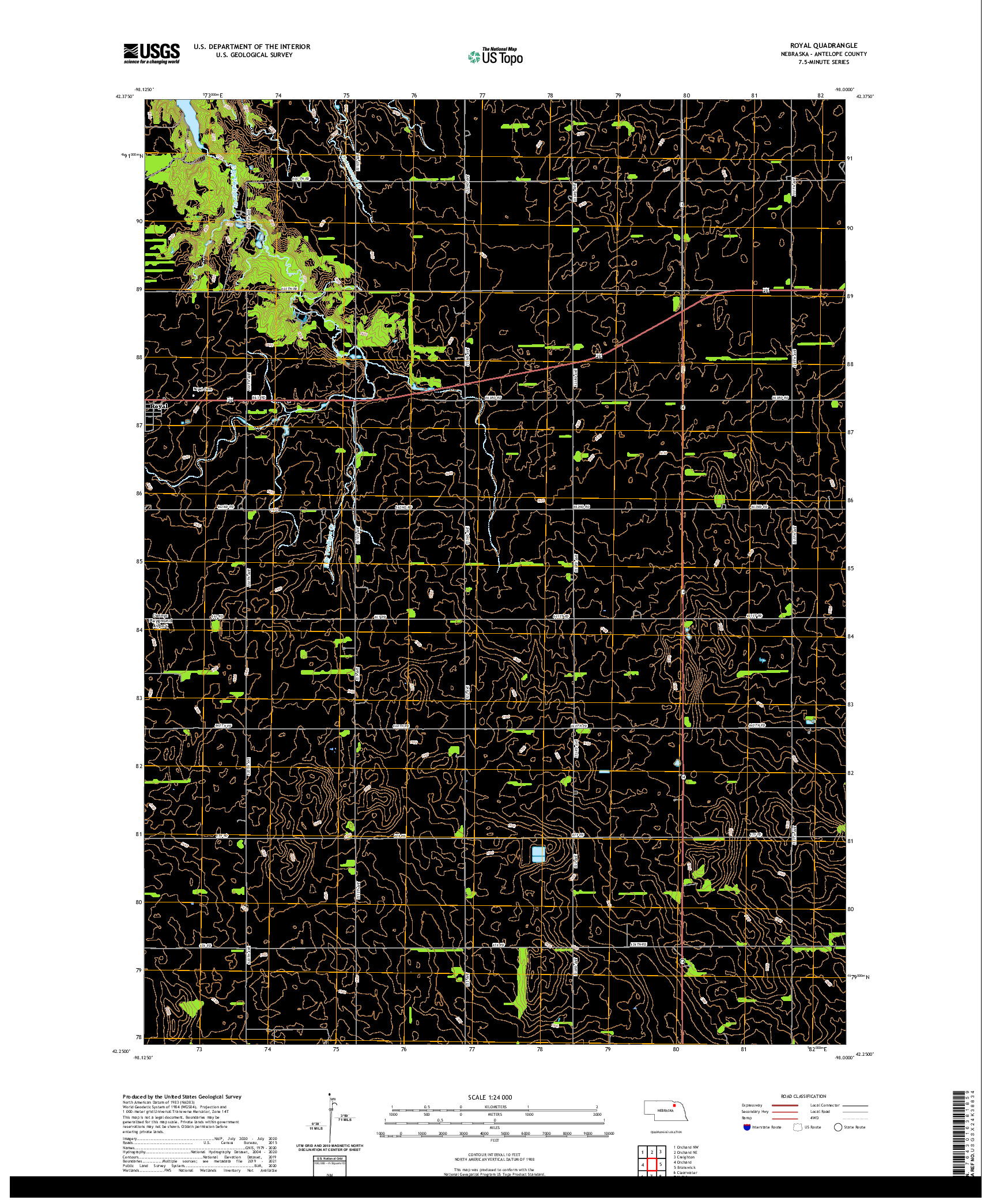 USGS US TOPO 7.5-MINUTE MAP FOR ROYAL, NE 2021