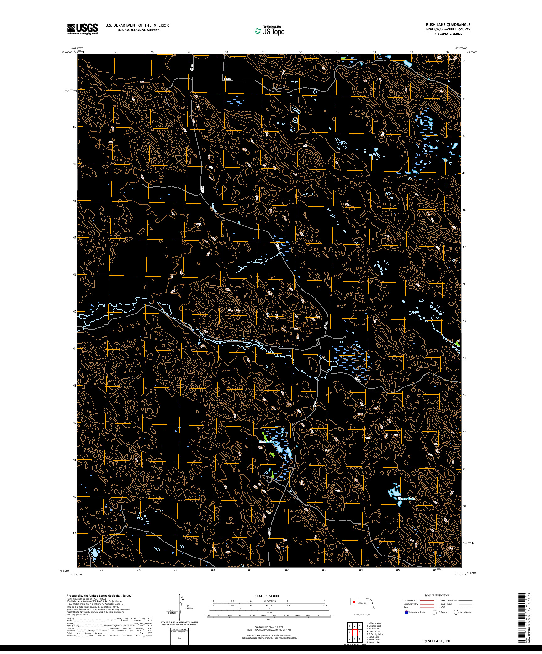 USGS US TOPO 7.5-MINUTE MAP FOR RUSH LAKE, NE 2021